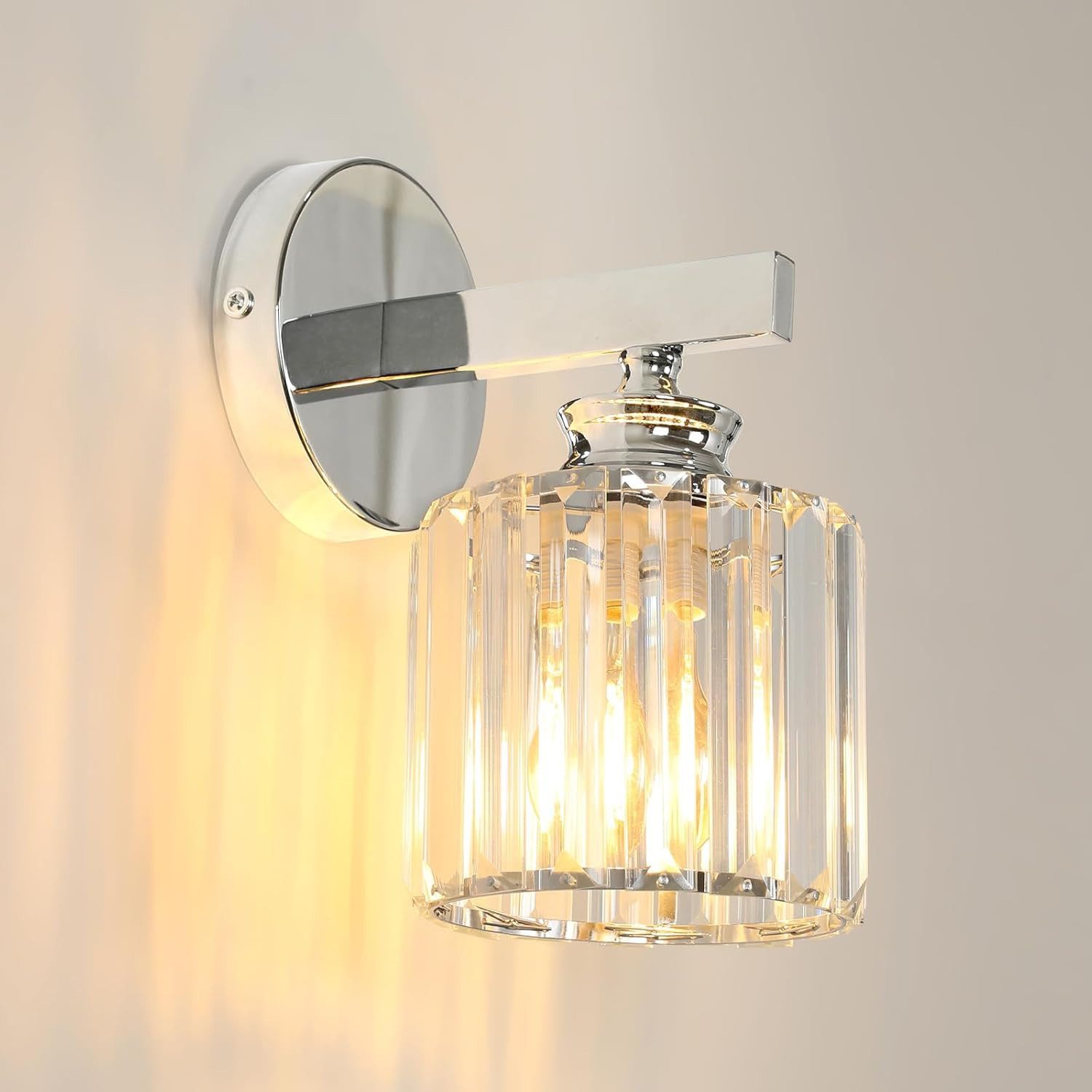 Goeco Wandleuchte Kristall-Wandlampe, Runde Kristalllampe mit E27-Fassung, ohne Leuchtmittel, 24×12×18 cm, für Wohnzimmer, Büro