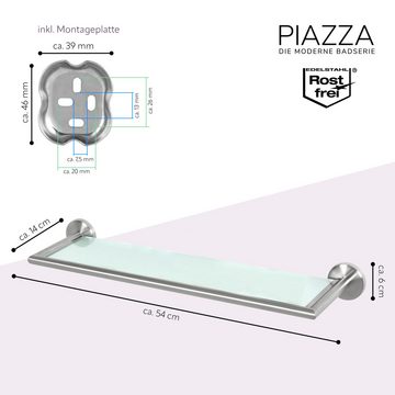 bremermann Wandregal Bad-Serie PIAZZA - Glasablage mit Rahmen, Edelstahl matt & Glas