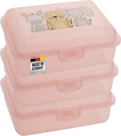 Centi Lunchbox Brotdose Kinder mit Klappdeckel und praktischem Klickverschluss, Kunststoff, (Set, 3-tlg., 10 x 14 x 6 cm Rosa)