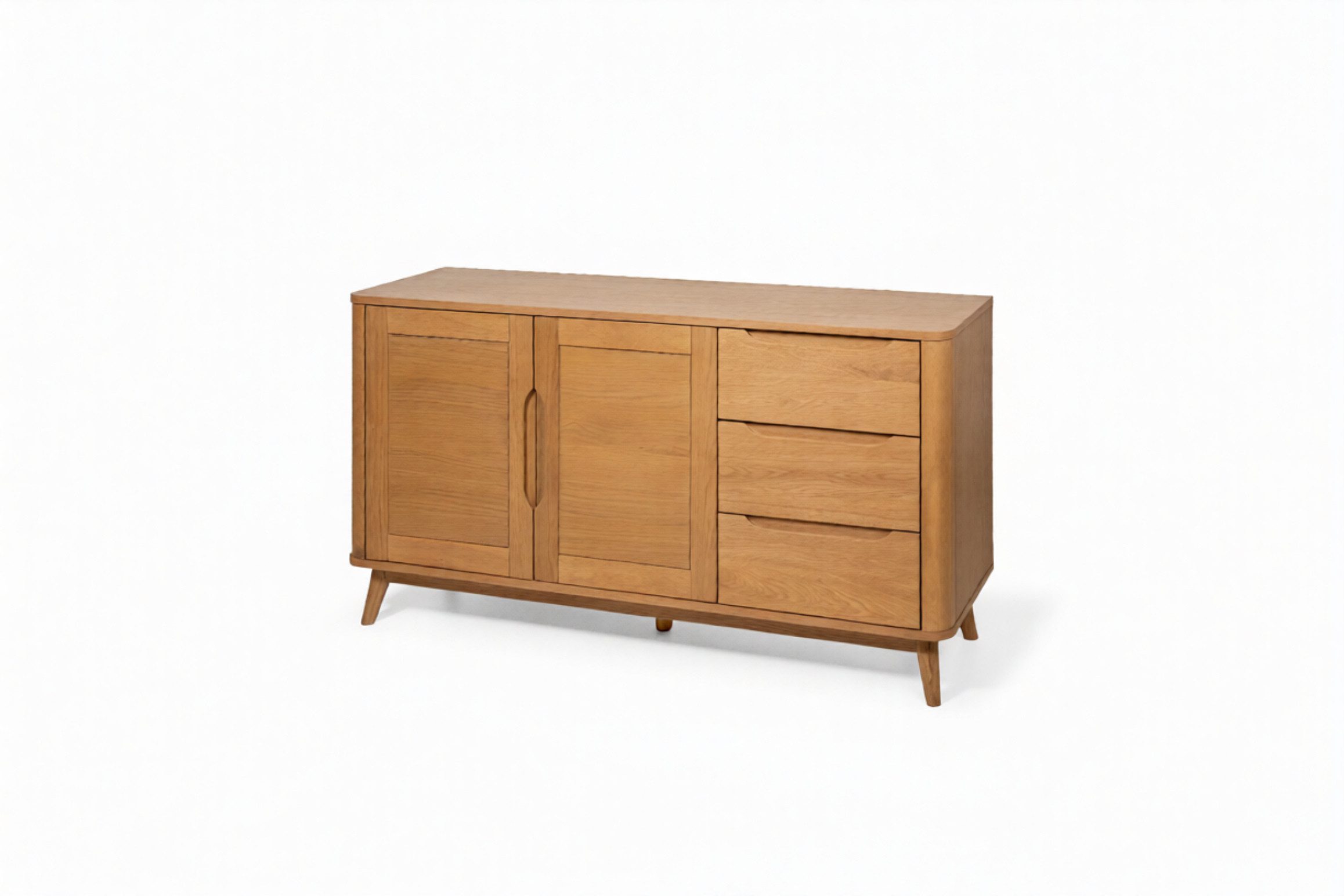 Woodek Design Sideboard Nora, Kommode 3+2 Schubladen, Eichenholz (Massivholz und hochwertiges Eichenfurnier, 1 St., matte Oberfläche), Breite: 150 cm, Tiefe: 45 cm, Höhe: 80 cm