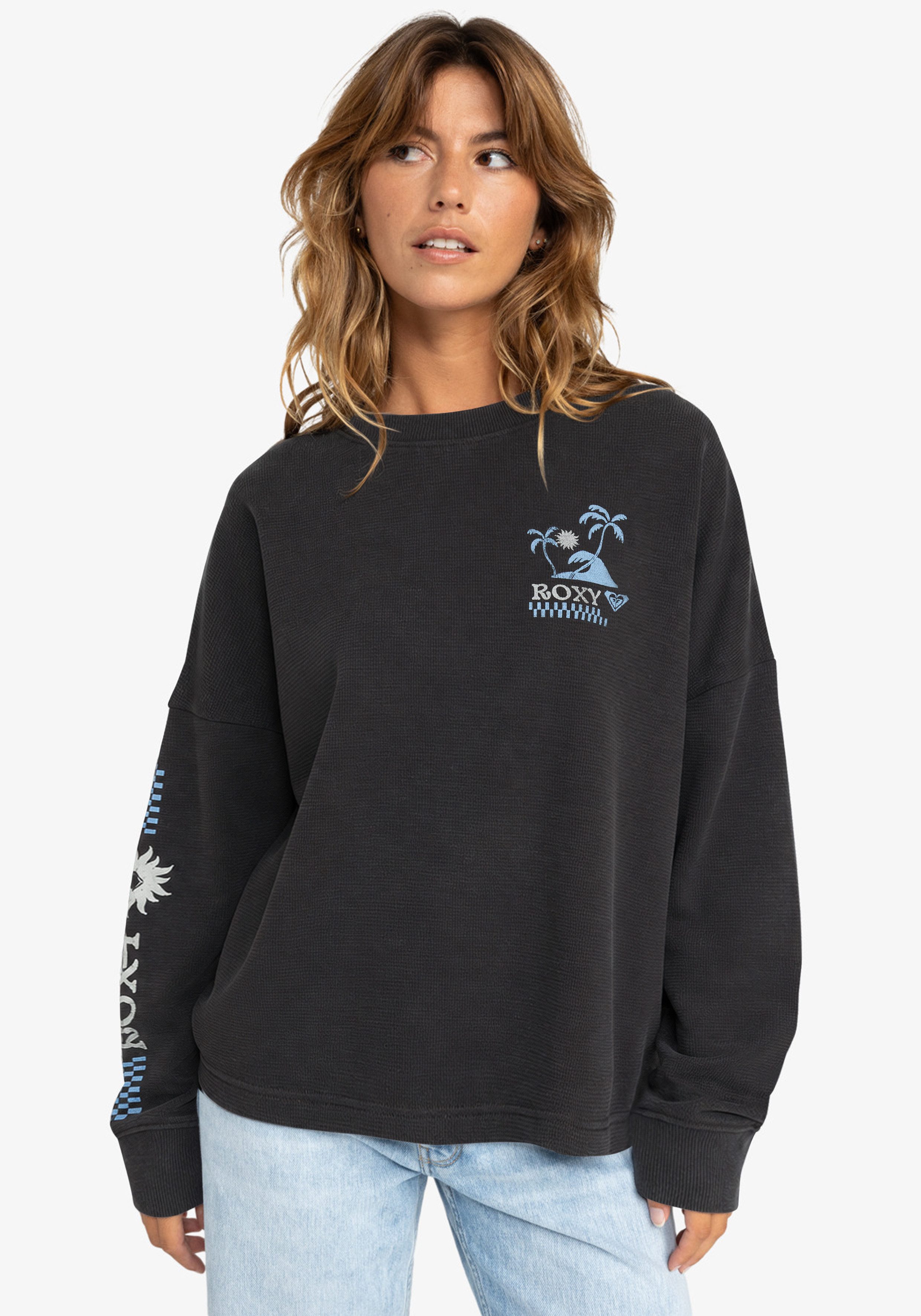Roxy Sweatshirt EAST SIDE MIDWEIGHT LS Langarm-Design, mit Rundhalsausschnitt, aus angerauter Sweatware