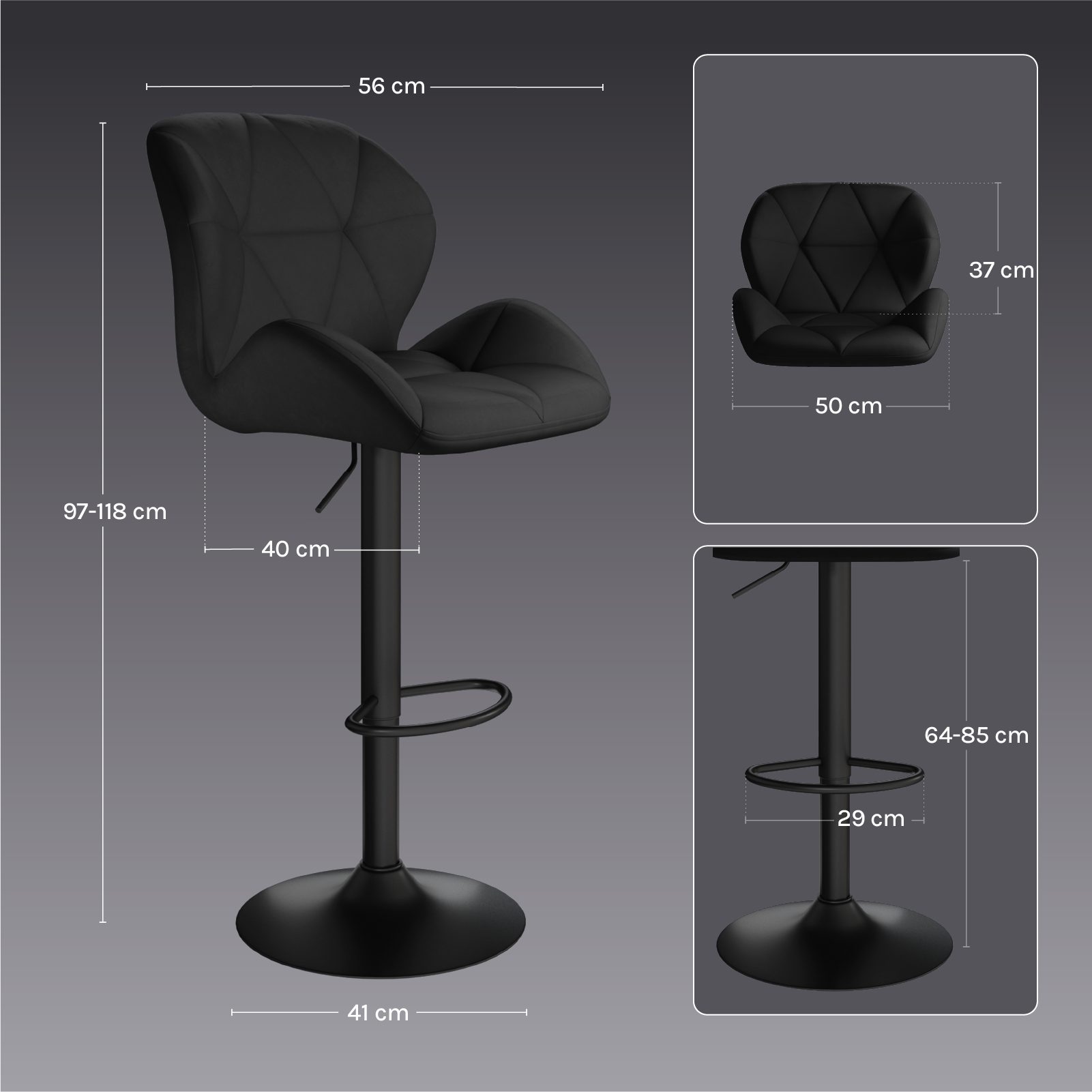 Woltu Barhocker (Set, 2 St), Tresenhocker Designer Hocker mit Rückenlehne