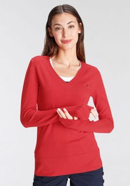 DELMAO V-Ausschnitt-Pullover mit kleinem Logodruck auf der Brust - NEUE MARKE!