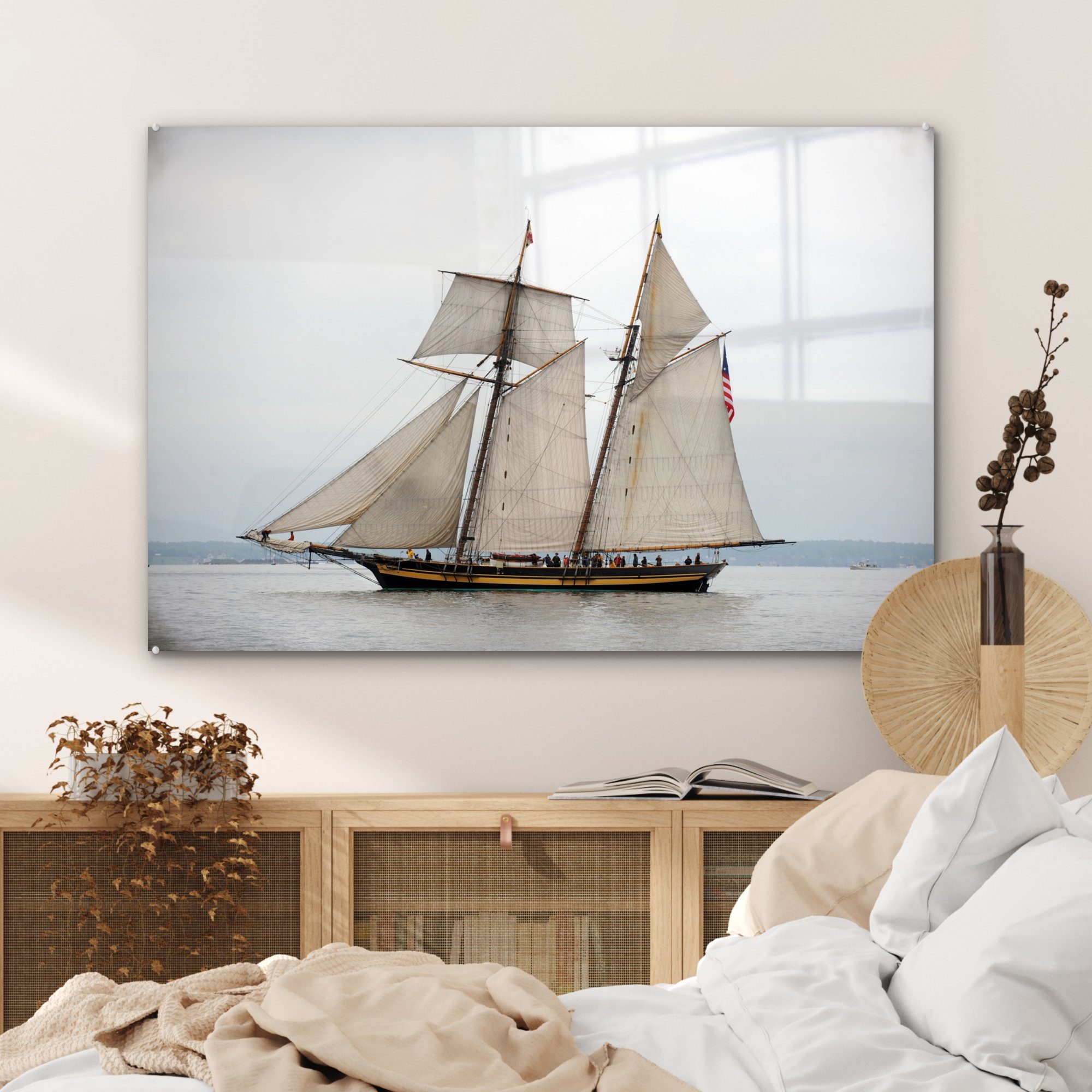 Acrylglasbild Segelboot St), - Meer MuchoWow & Alt, Wohnzimmer Schlafzimmer - (1 Acrylglasbilder