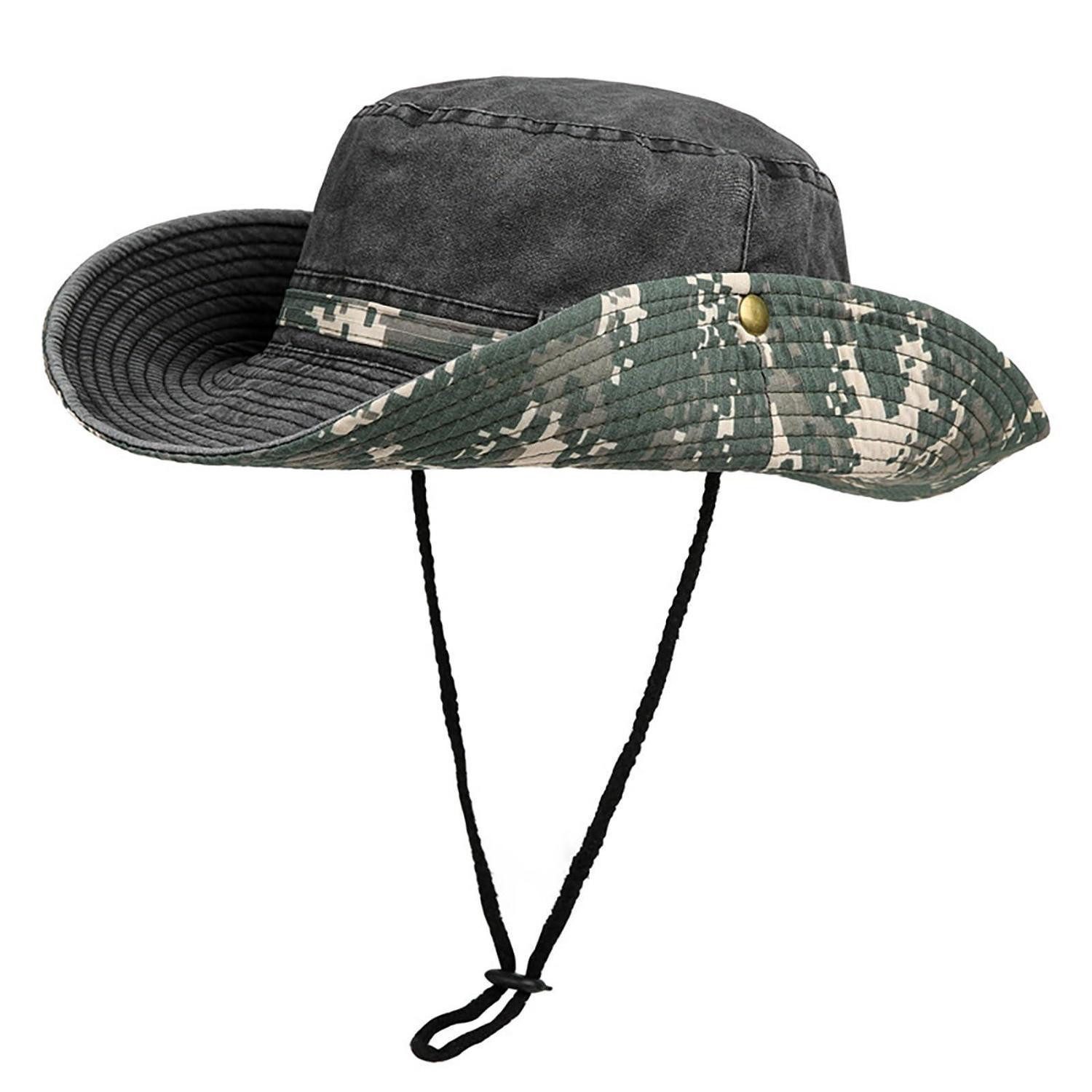 LuxusKollektion Fischerhut Fischerhut Anglerhut Unisex Camouflage UV Schutz Schwarz