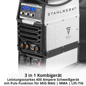 STAHLWERK Schutzgasschweißgerät Schweißgerät MIG MAG 400 Pro Vollsynergischer, 30 - 400 A, wassergekühlter IGBT Inverter mit 400 A und Puls-Funktion