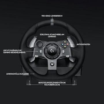 Logitech Gaming Rennlenkrad,ForceFeedback,900°Lenkbereich,Racing Leder-Lenkrad Gaming-Lenkrad (mit Pedale und Shifter, schalten, Gaming Konsole, 2 St., Gaming Lenkrad, für Pc,Ps4,Ps5,Xbox,Switch)