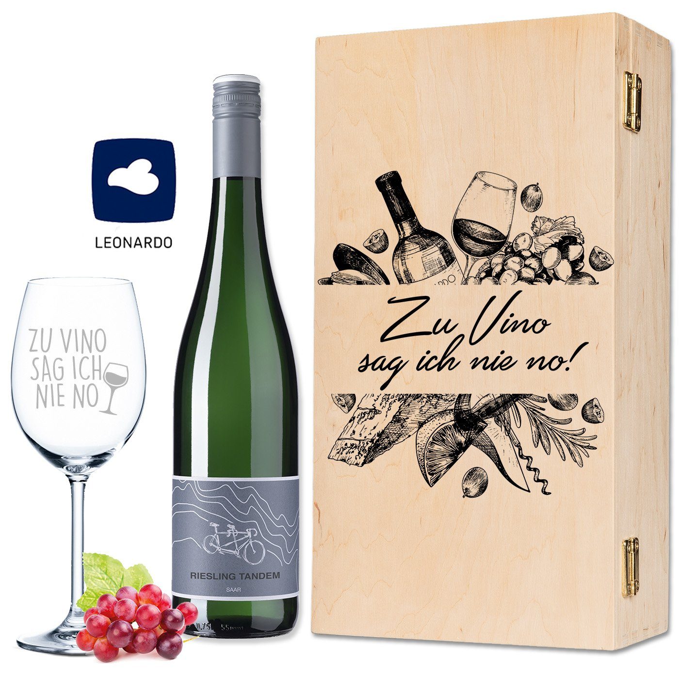 GRAVURZEILE Rotweinglas Leonardo Weinglas mit Gravur - Zu Vino sag ich nie no, Glas
