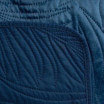 Tagesdecke Warmgepresste Tagesdecke Bettüberwurf aus Samt, Eurofirany, Samt mit Palmenblätternmuster, Größe 220x240, Graphit oder Blau