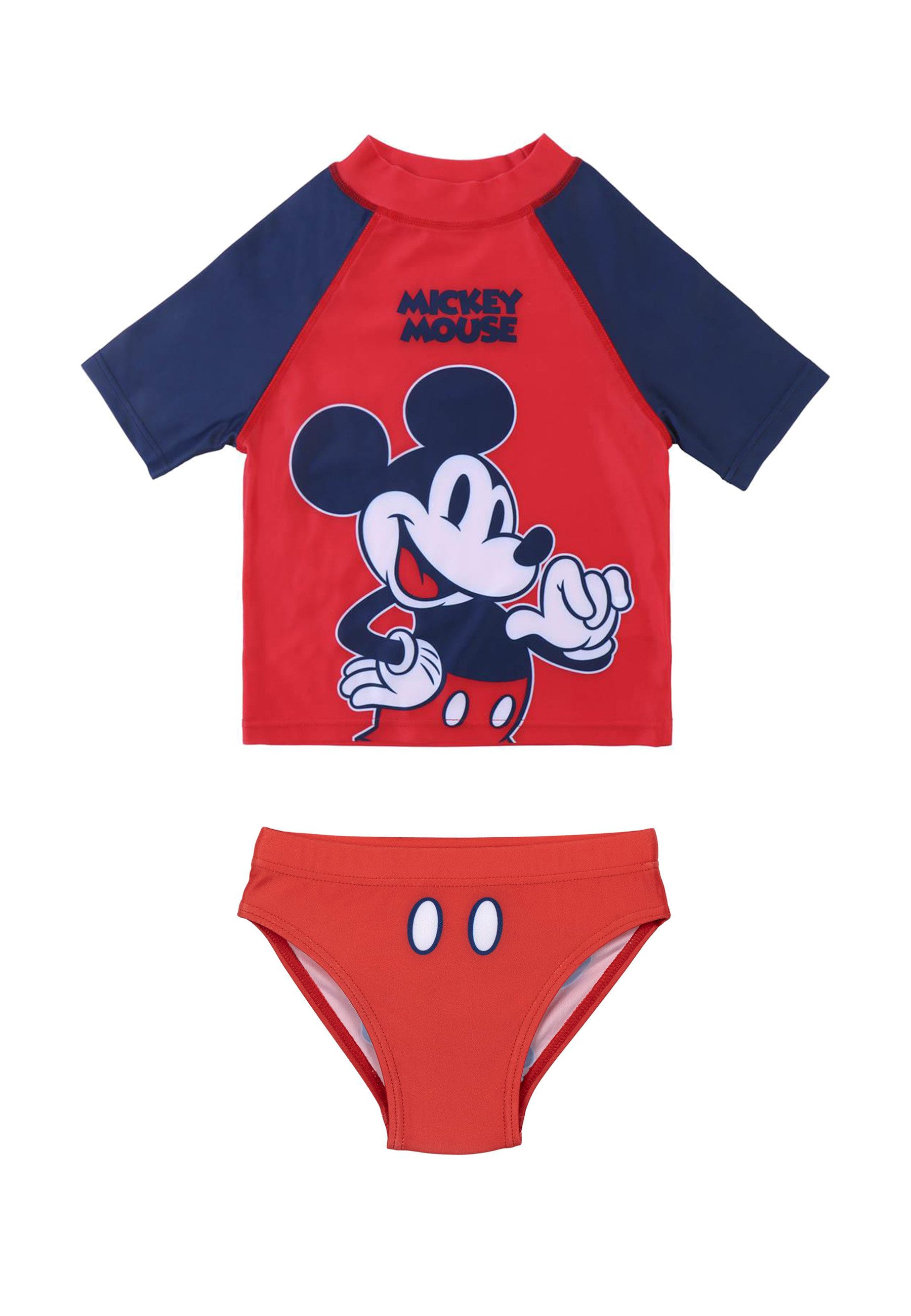 Disney Mickey Mouse Badeanzug Badeset: UV Shirt und Badeslip