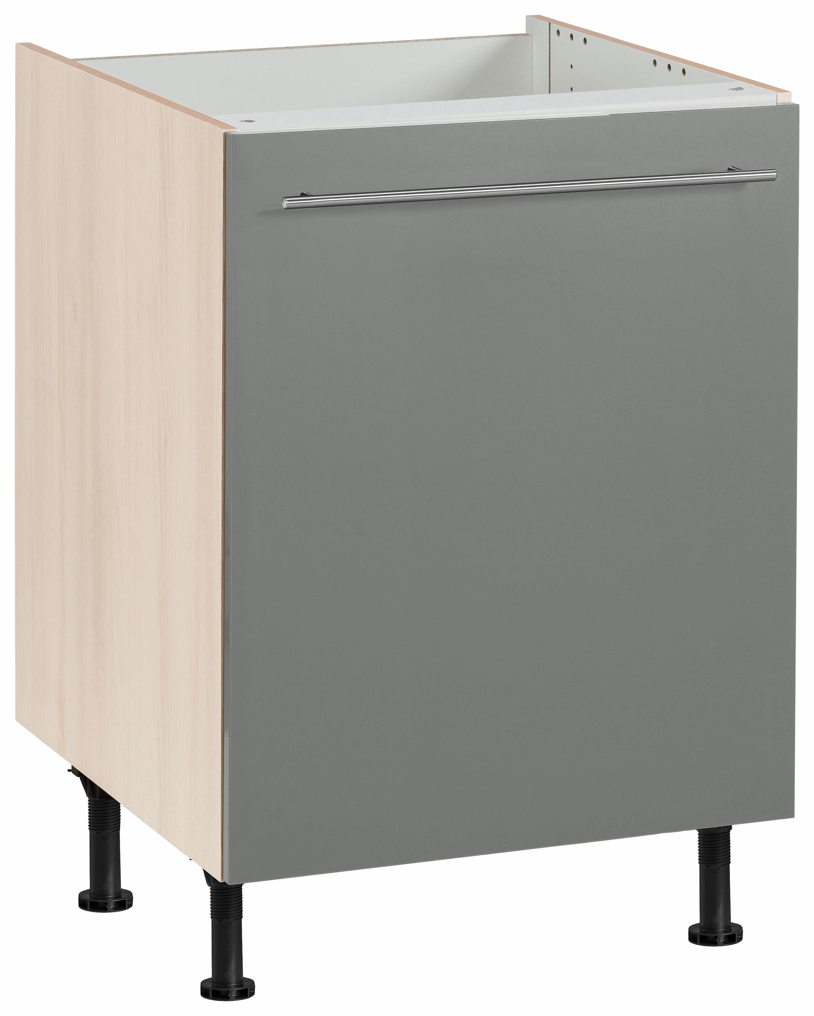 OPTIFIT Spülenschrank Bern 60 cm breit, mit 1 Tür, mit höhenverstellbaren Füßen, mit Metallgriff basaltgrau/akaziefarben | akaziefarben