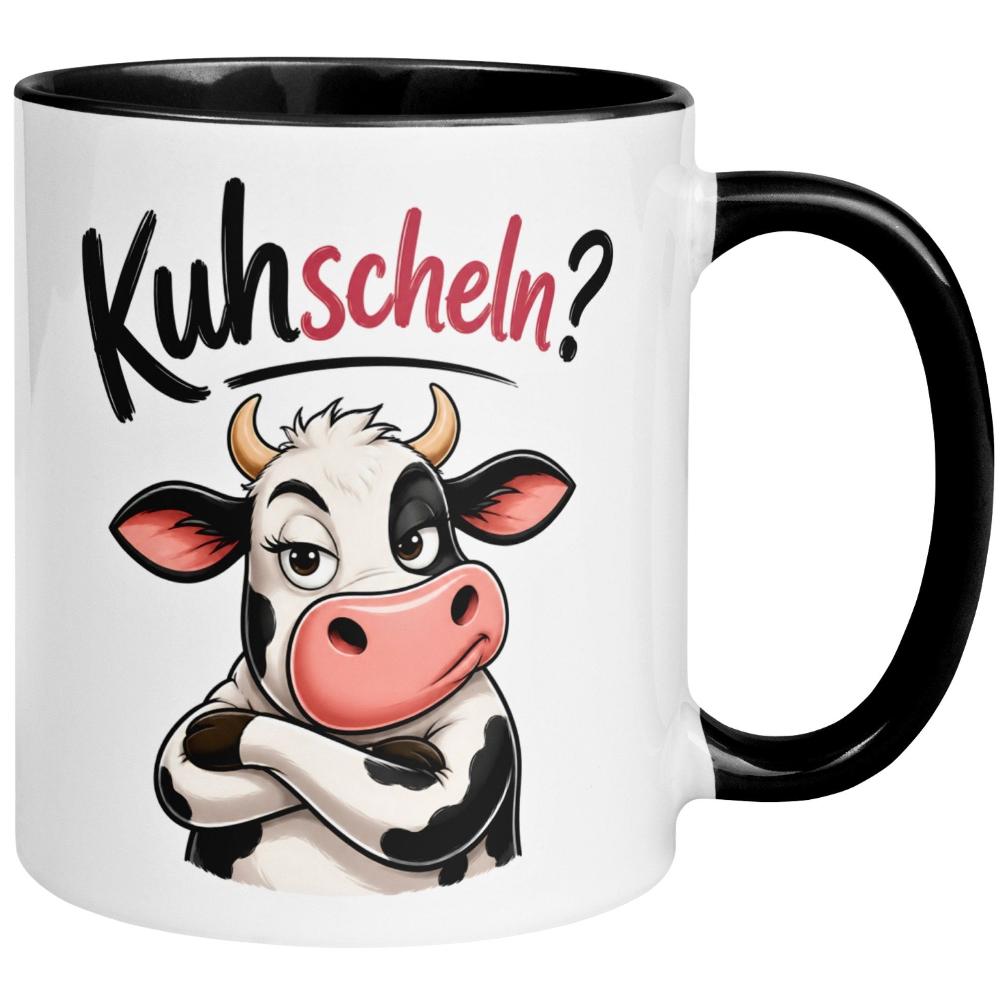 Momentals Tasse Kuh – „Kuhscheln?“ – lustiges Ich liebe Dich Geschenk, Gratis Versand · Links-&Rechtshänder · Spülmaschinenfest