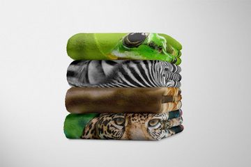 Sinus Art Handtücher Handtuch Strandhandtuch Saunatuch Kuscheldecke mit Tiermotiv Löwe König der Tie, Baumwolle-Polyester-Mix (1-St), Handtuch