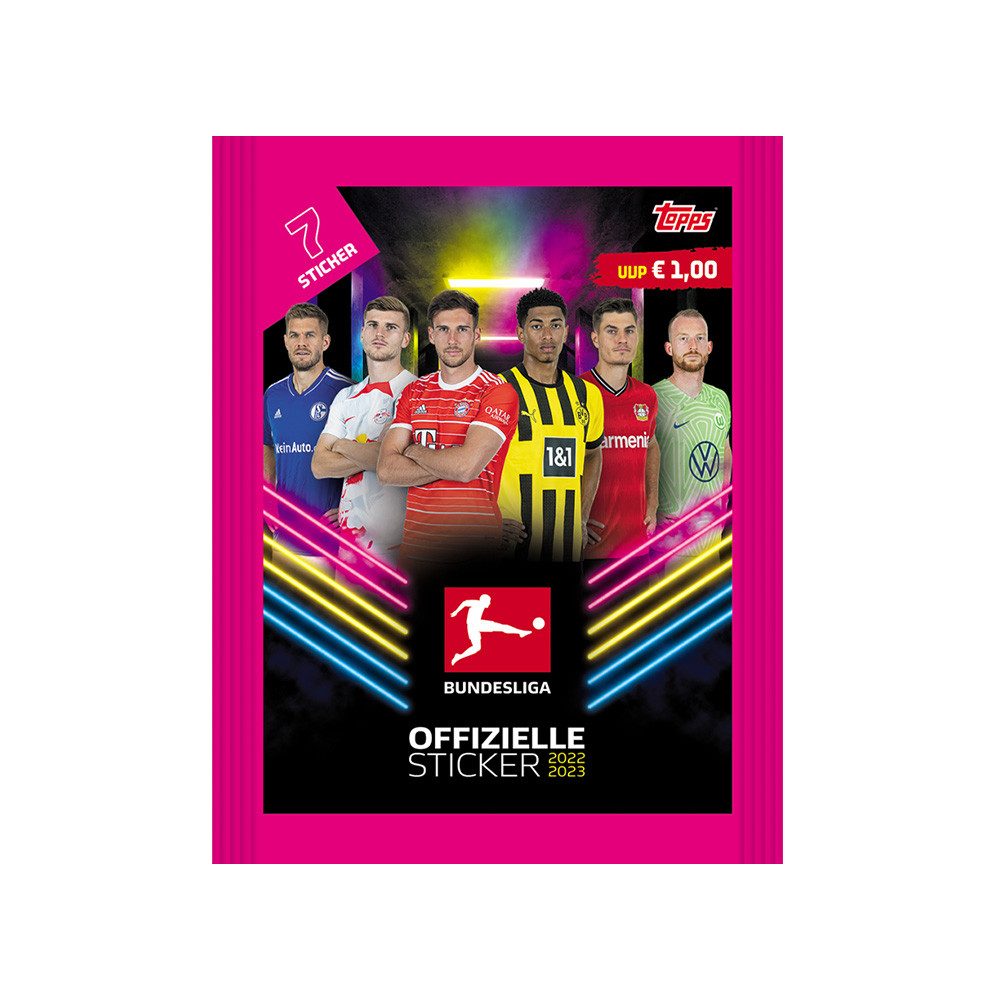 Topps Sammelkarte Bundesliga Sammelsticker 2022/23 2 Displays (100 Tüten)