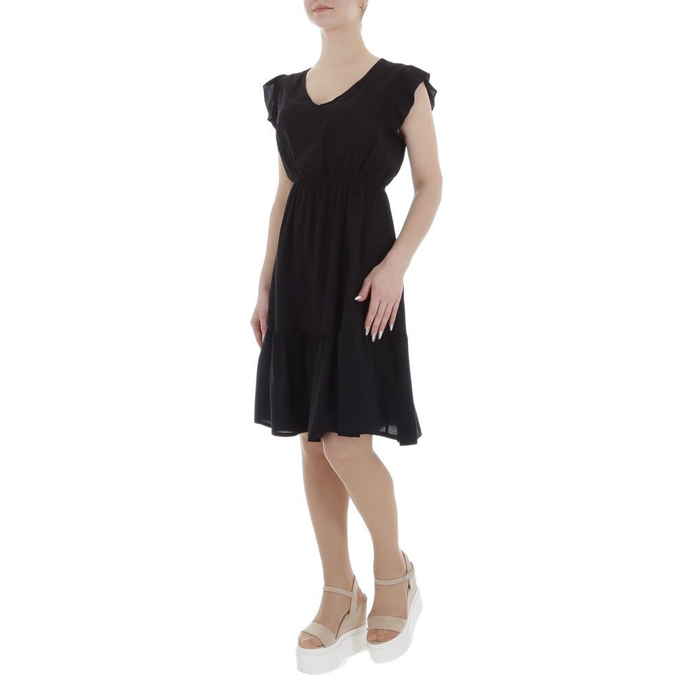 Ital-Design Sommerkleid Damen Freizeit (85941304) Rüschen Sommerkleid in Schwarz – Bild 2 von 5
