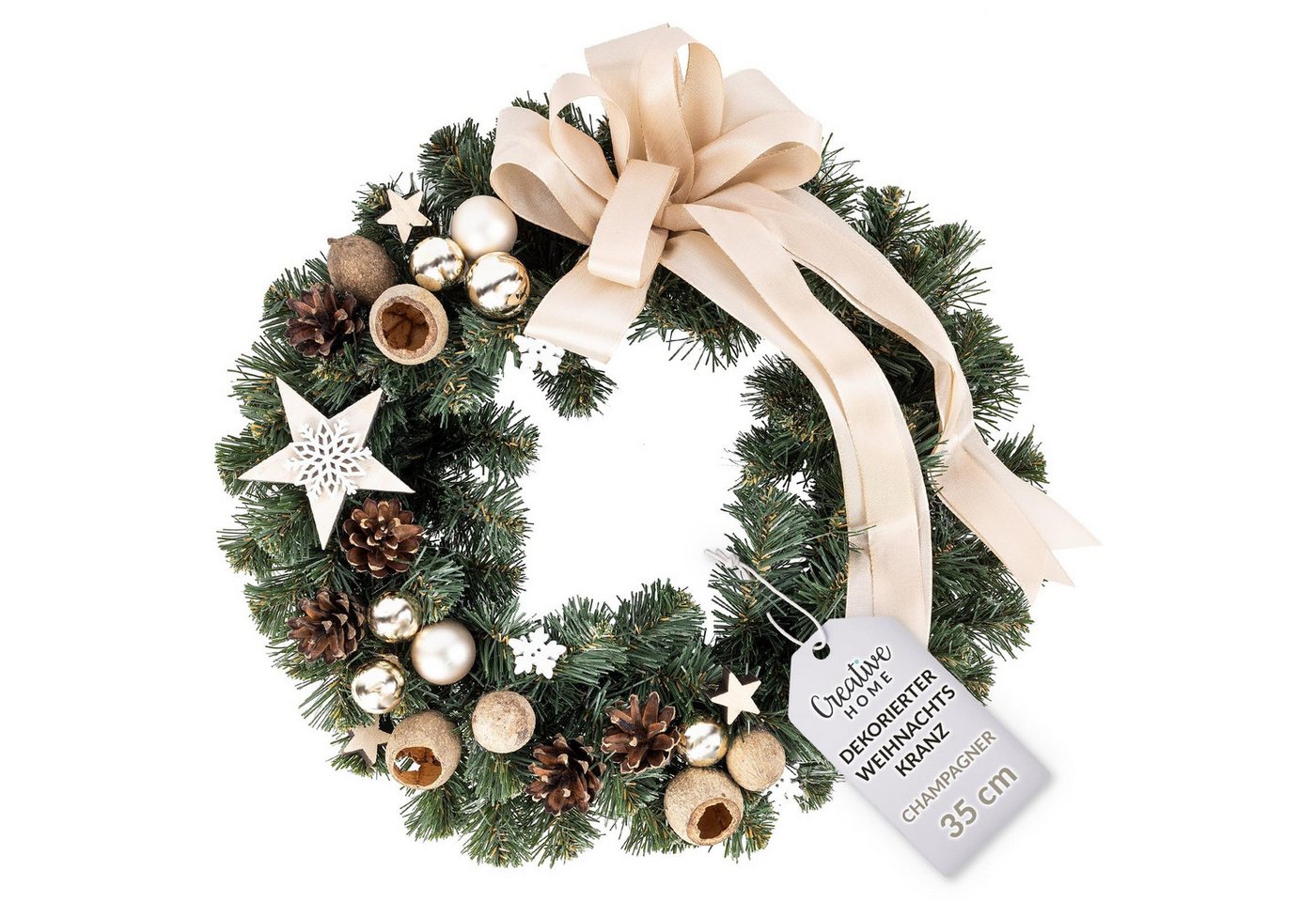 Kunstkranz Weihnachtskranz Türkranz Weihnachten Künstlich Durchmesser 35 cm, Creative Home