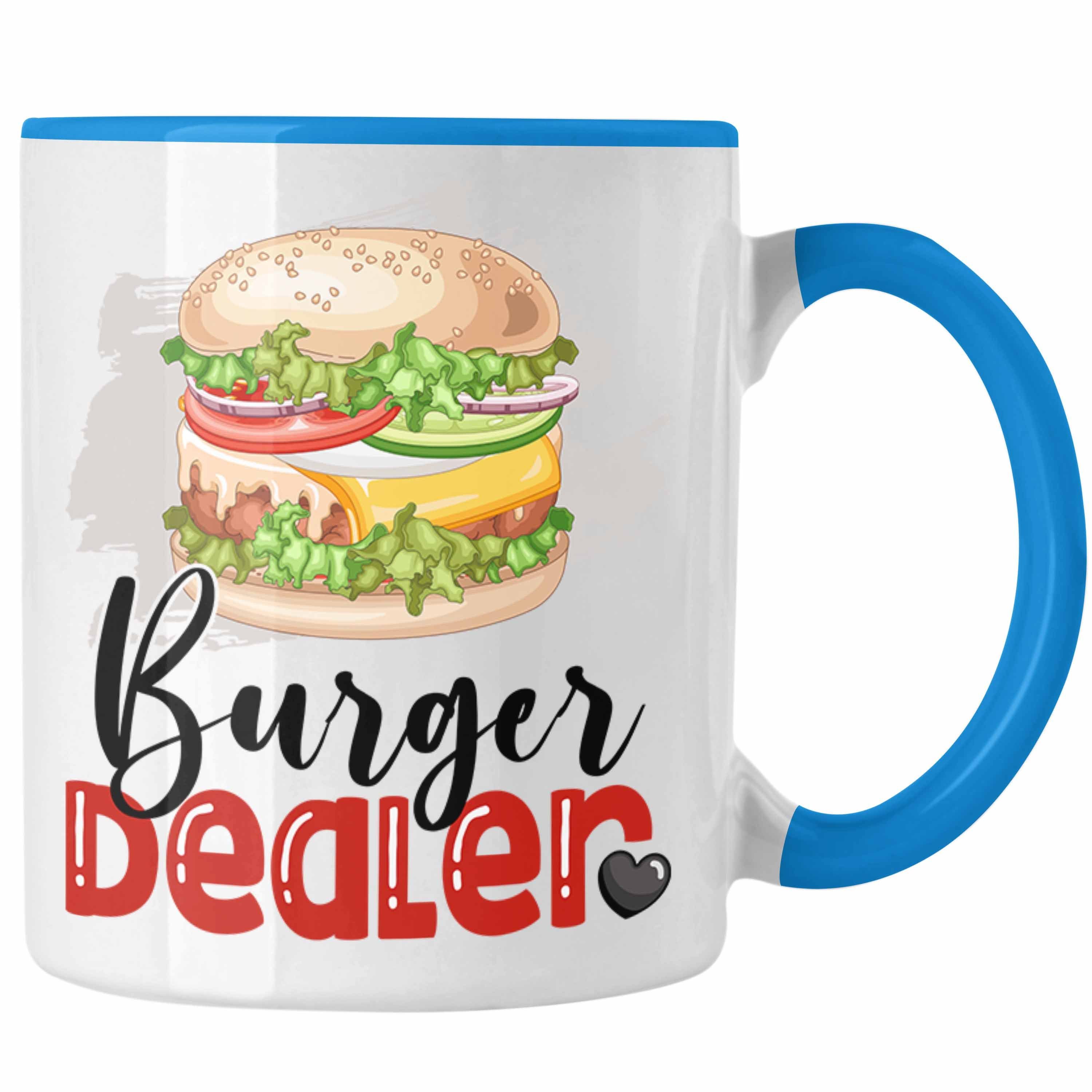 Trendation Tasse Burger Dealer Tasse Geschenk für Besten Burgerverkäufer Geburtstag Spr Blau