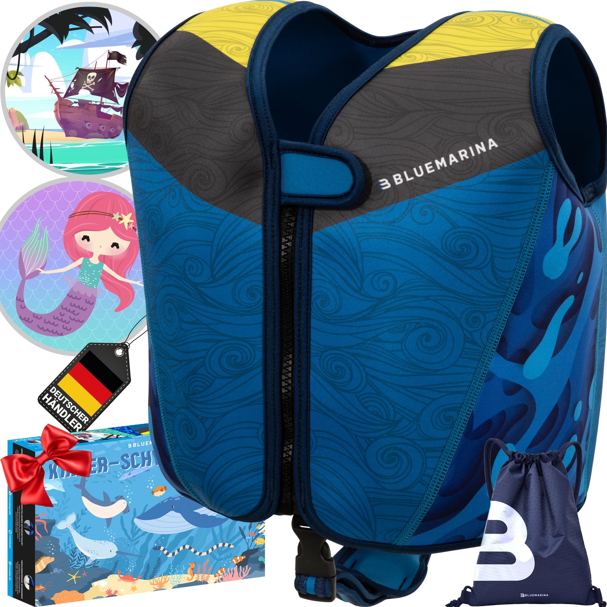 Bluemarina Schwimmweste für Kinder - Verschiedene Größen von Kleinkind bis Baby, Schwimmlernhilfe - Schwimmhilfe - Schwimmflügel - Schwimmring - 1-9 J.