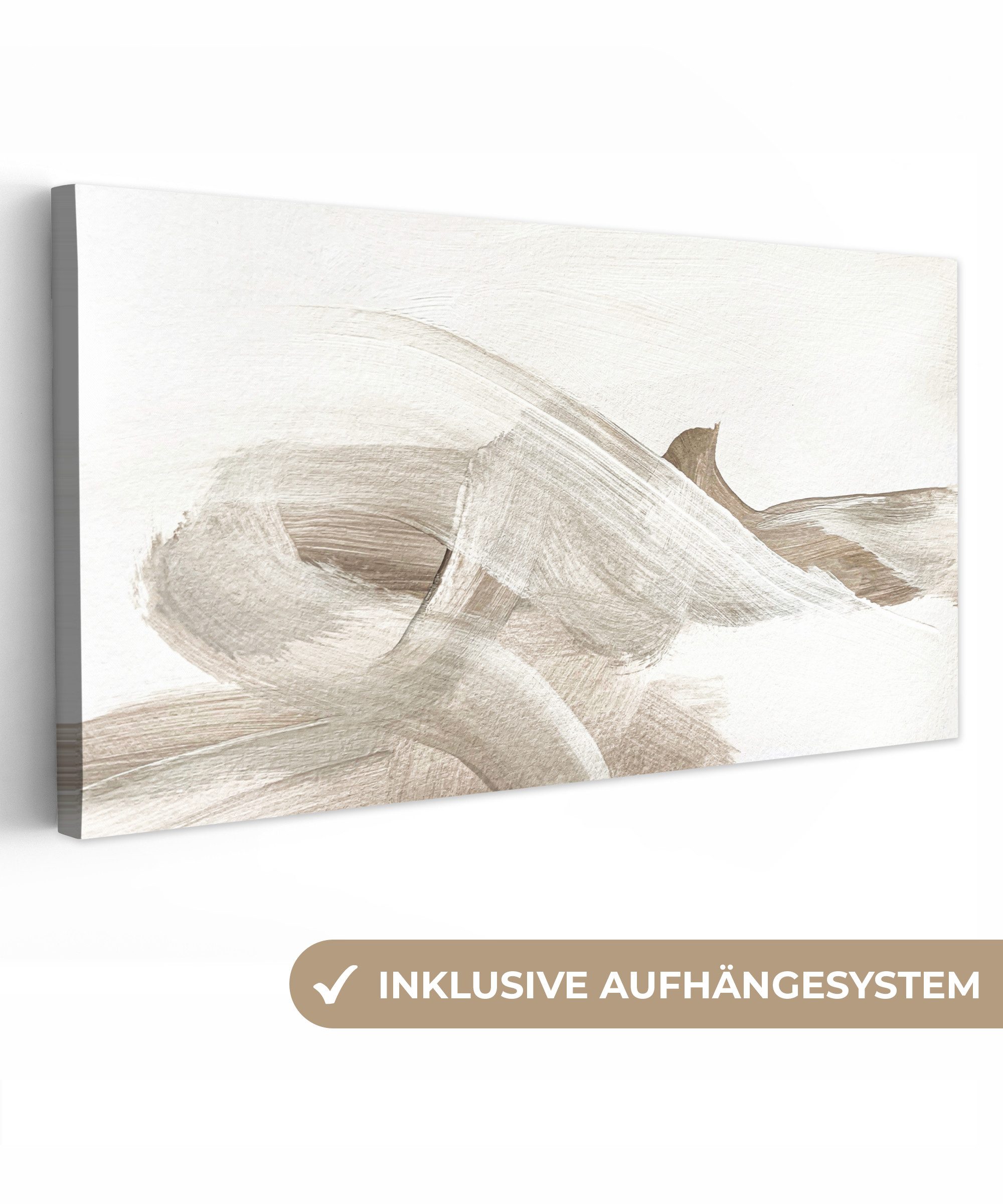 OneMillionCanvasses® Leinwandbild Panorama Abstrakt - Moderne Kunst - Beige günstig online kaufen