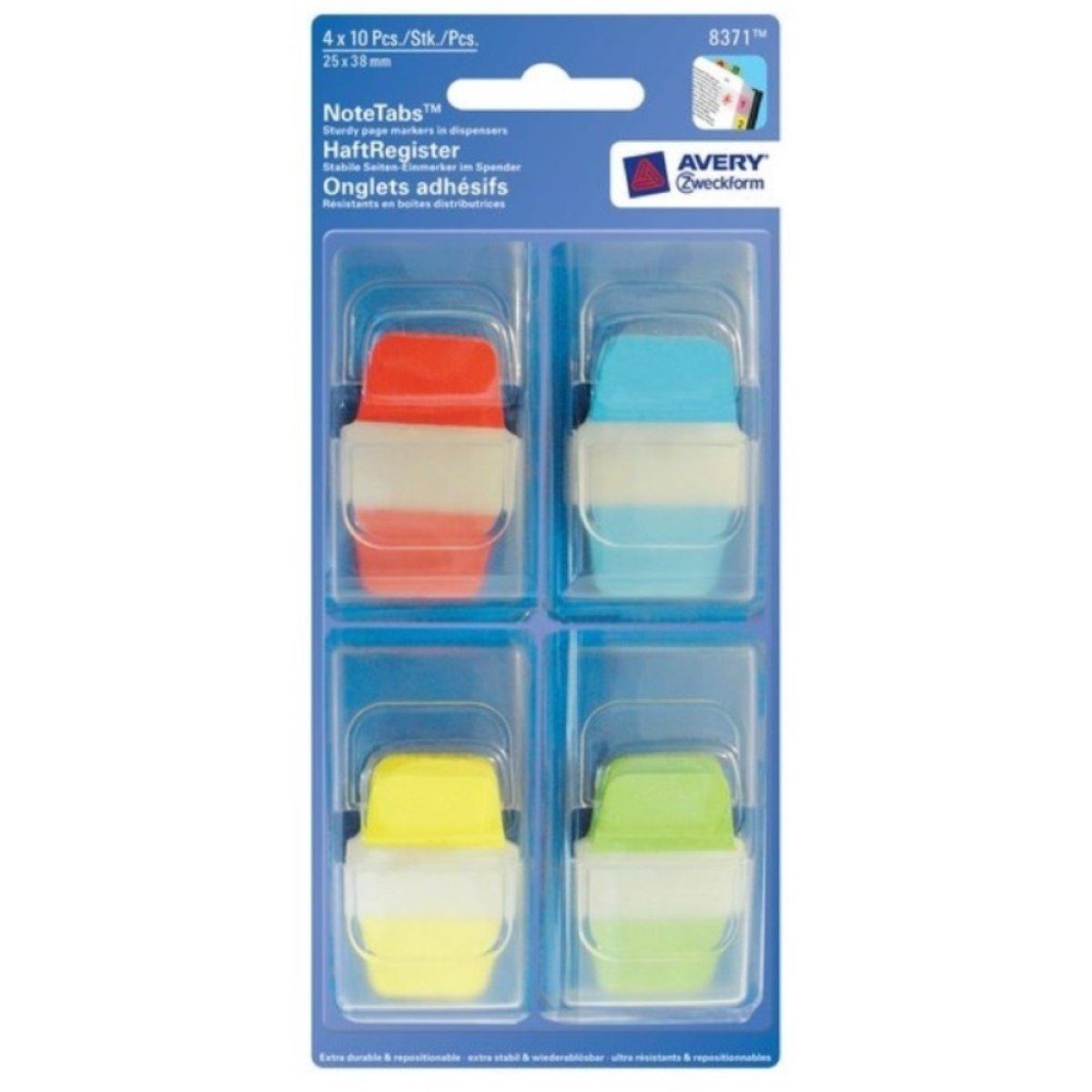 Avery Zweckform Etiketten 40x Index-Streifen Spender Haft-Notizen Set 1, Haft-Marker Page-Marker Fahne Flag Klebe-Zettel Flags im Spender