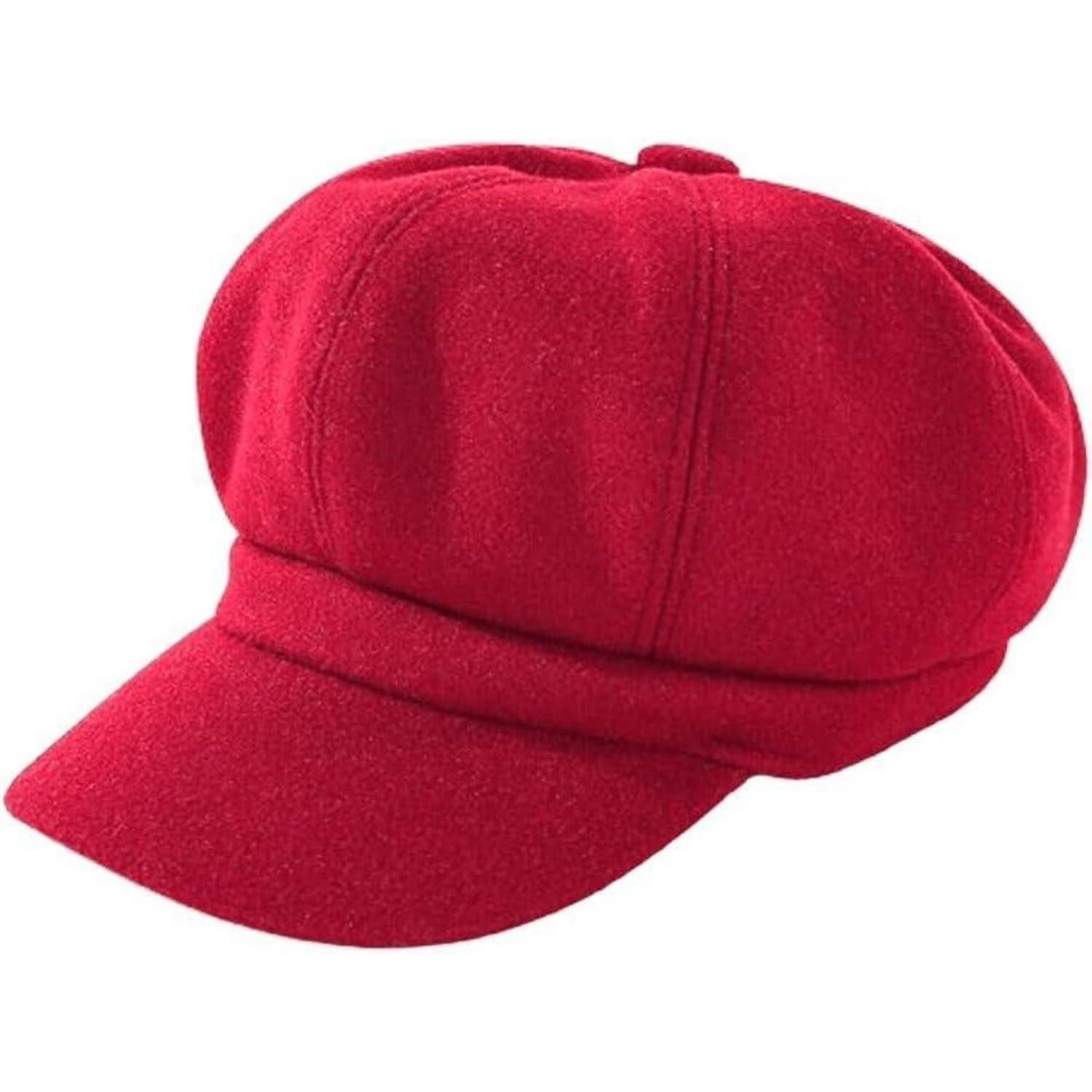 LuxusKollektion Ballonmütze Ballonmütze Damen Schirmmütze Barett vintage Einheitsgröße M Weinrot