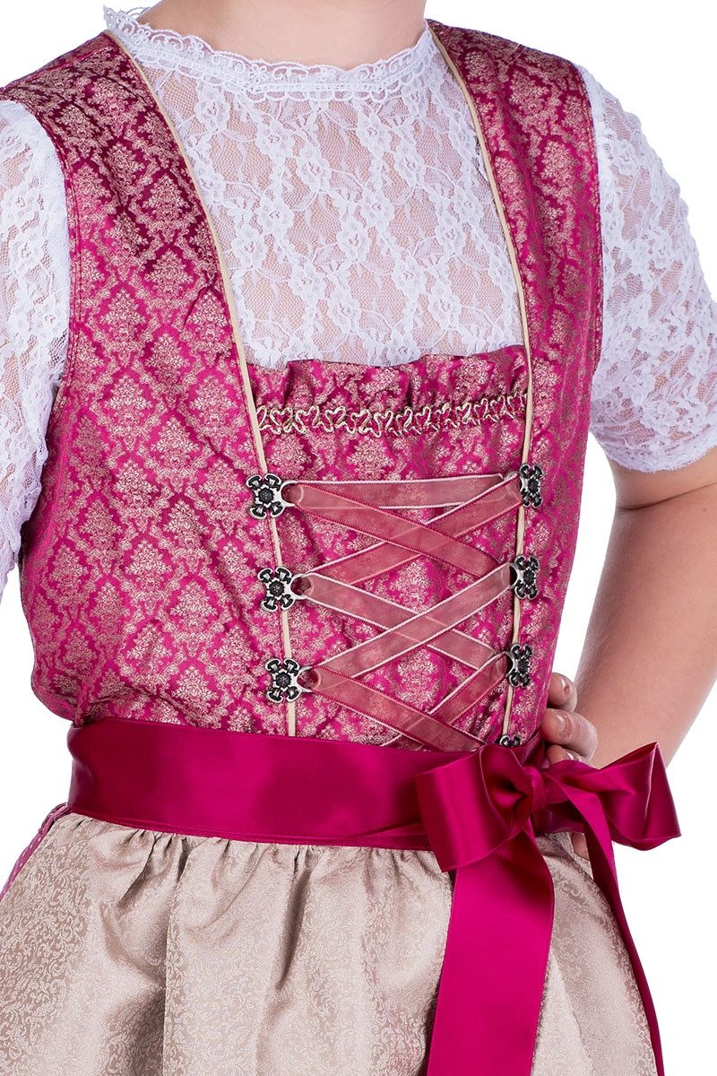 Isar-Trachten Dirndl Kinderdirndl 2tlg. - CARLETTA - himbeer/mauve/beige