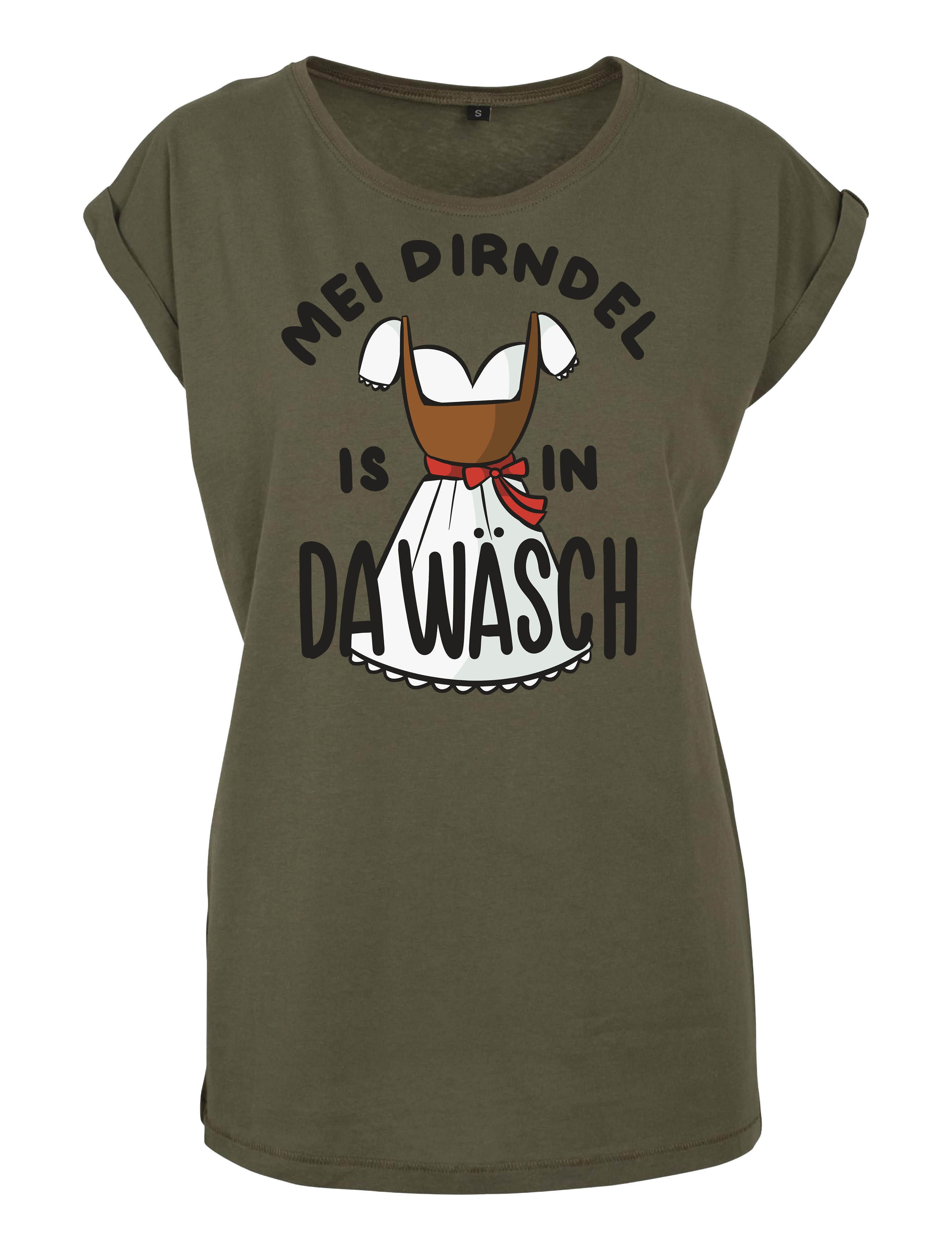 Youth Designz Print-Shirt "Dirndl in da Wäsch" Damen T-Shirt Statement Geschenk Frauen Motiv mit lustigem Spruch Aufdruck für Frauen