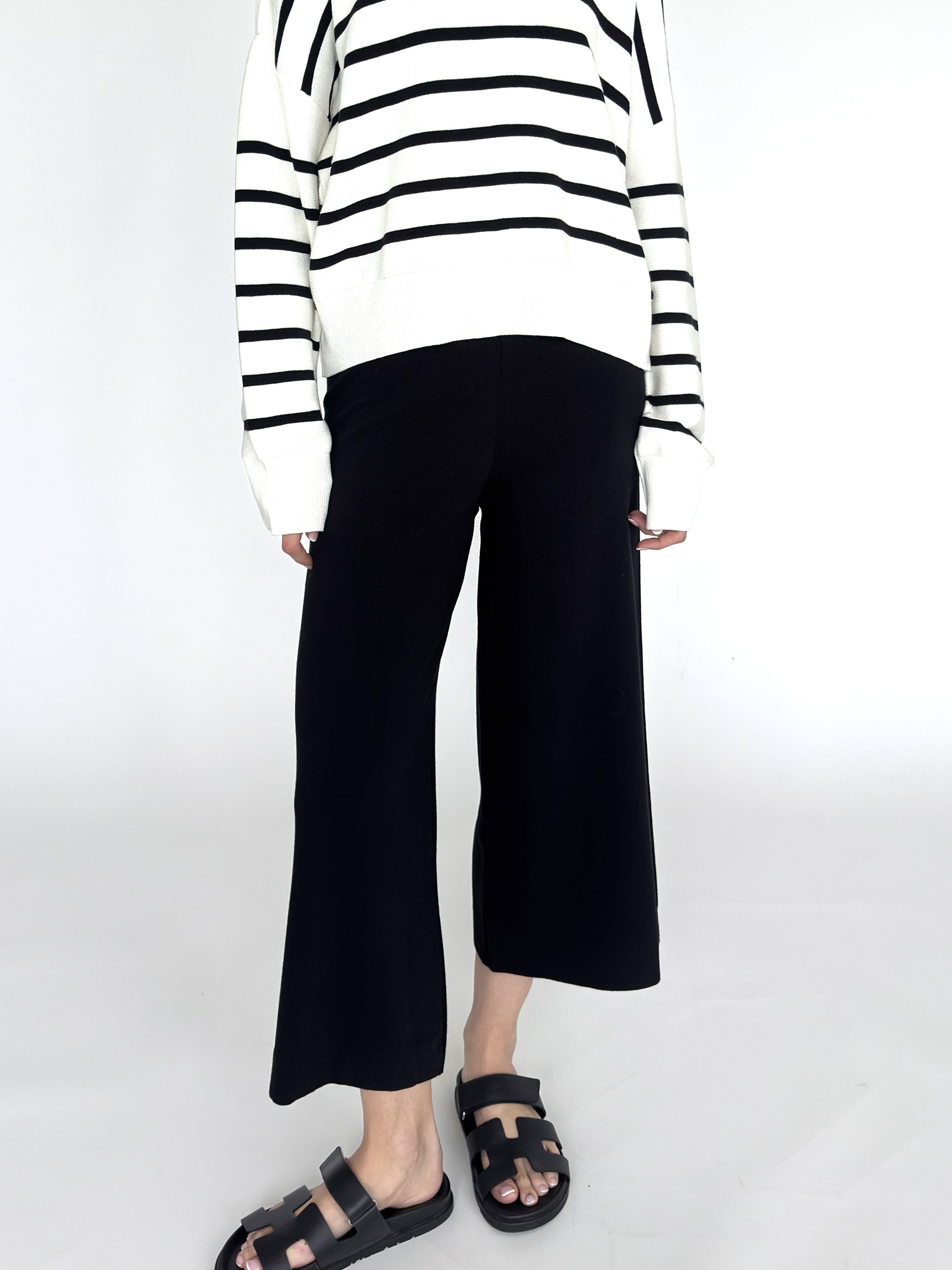 Zuckerwatte Strickhose mit weitem Bein, aus feinem Viskose Stretch
