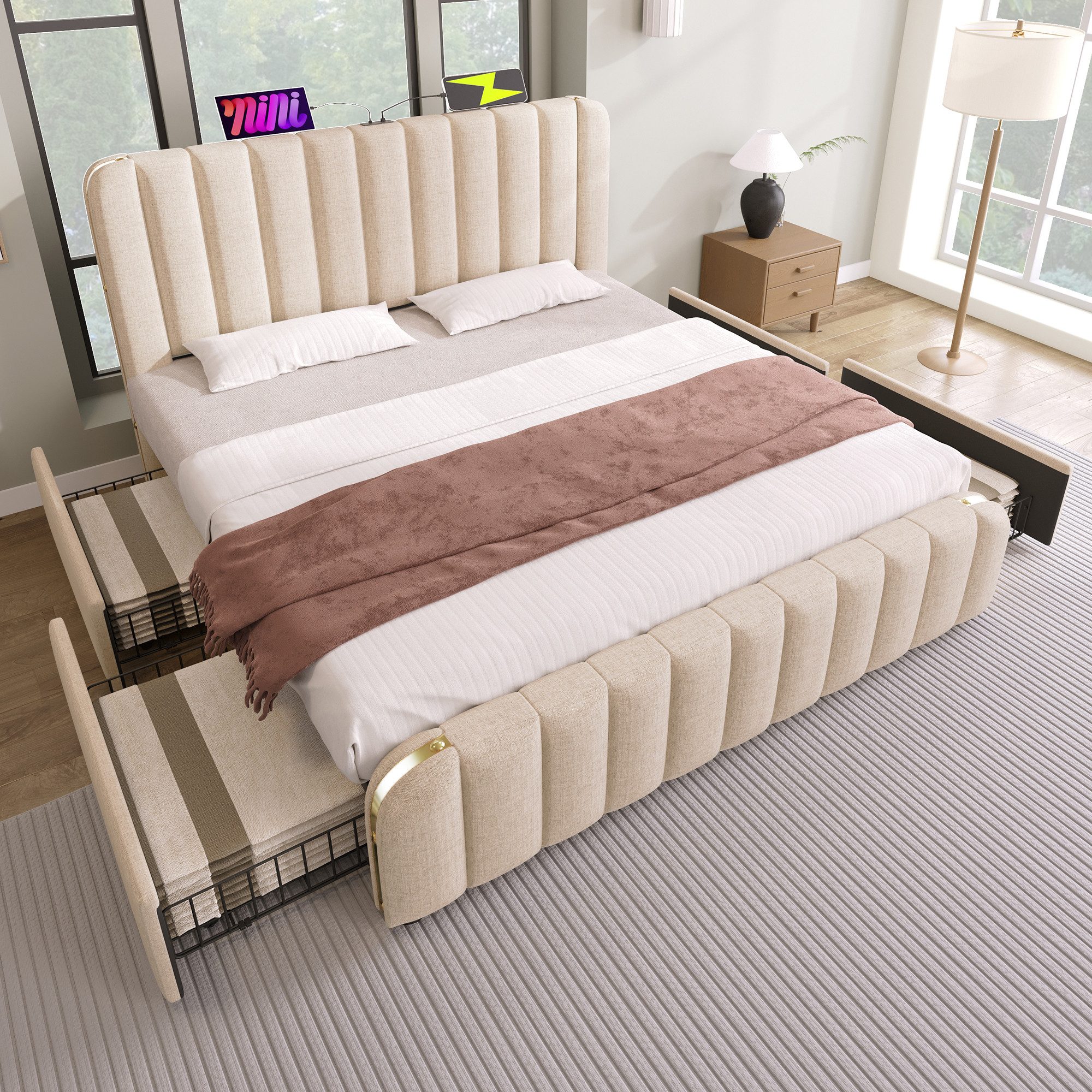 HAUSS SPOLE Polsterbett 180X200 mit 4 günstig online kaufen