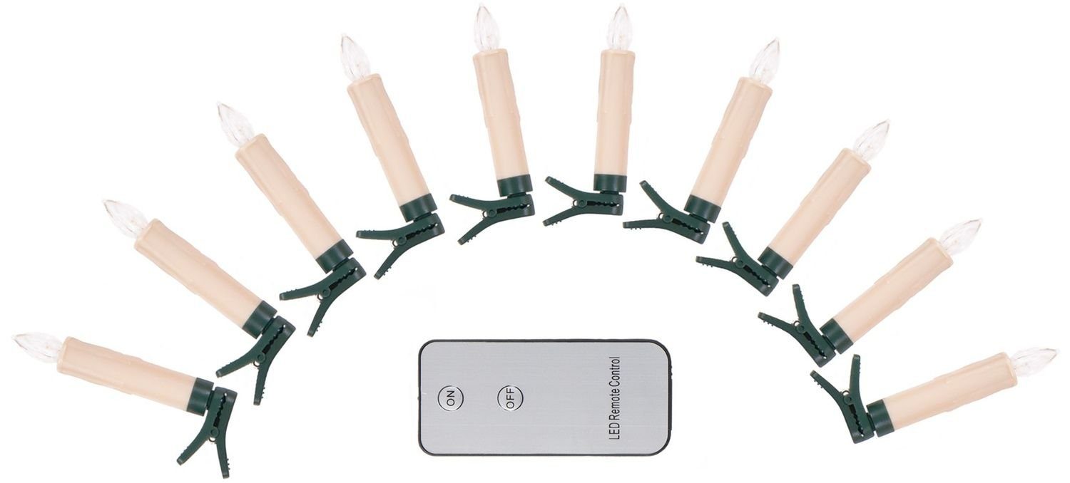 BURI Lichterkette LED Weihnachtsbaumkerzen 10er-Set Baumkerzen kabellos Bel günstig online kaufen