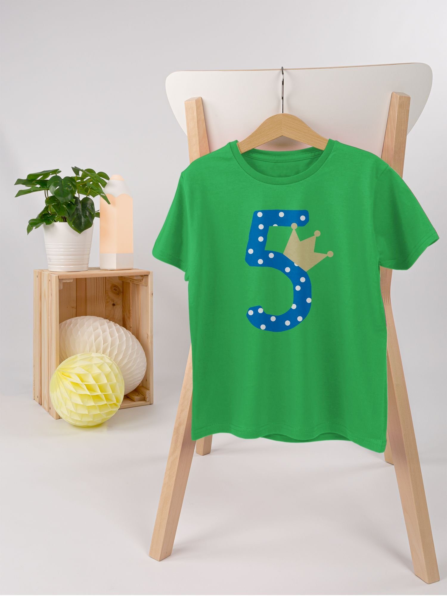 Krone 3 Fünfter T-Shirt Junge 5. Fünf Grün Shirtracer Geburtstag