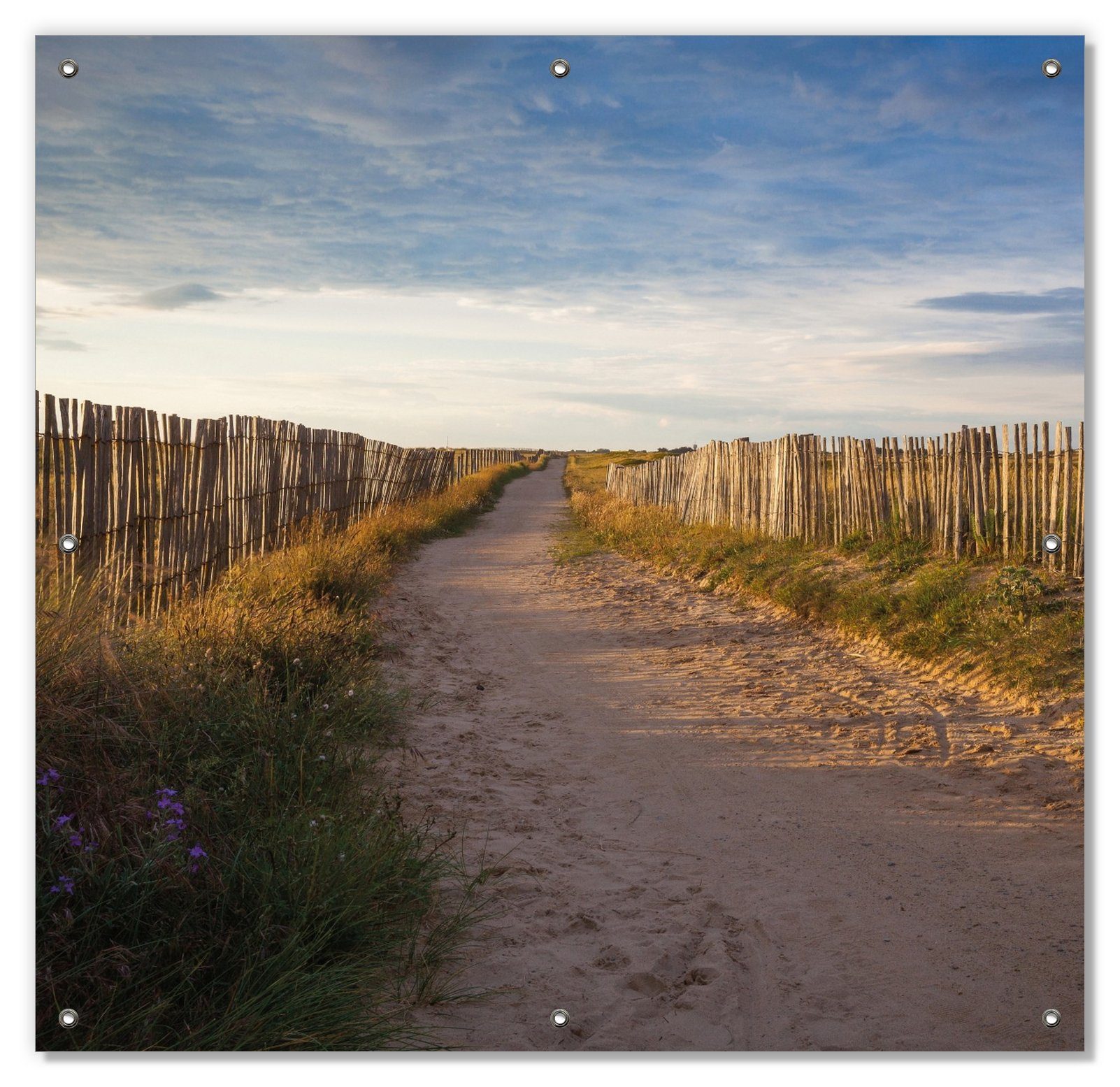 Sonnenschutz Sandweg an einem Strand in Frankreich, Bretagne, Wallario, blickdicht, mit Saugnäpfen, wiederablösbar und wiederverwendbar