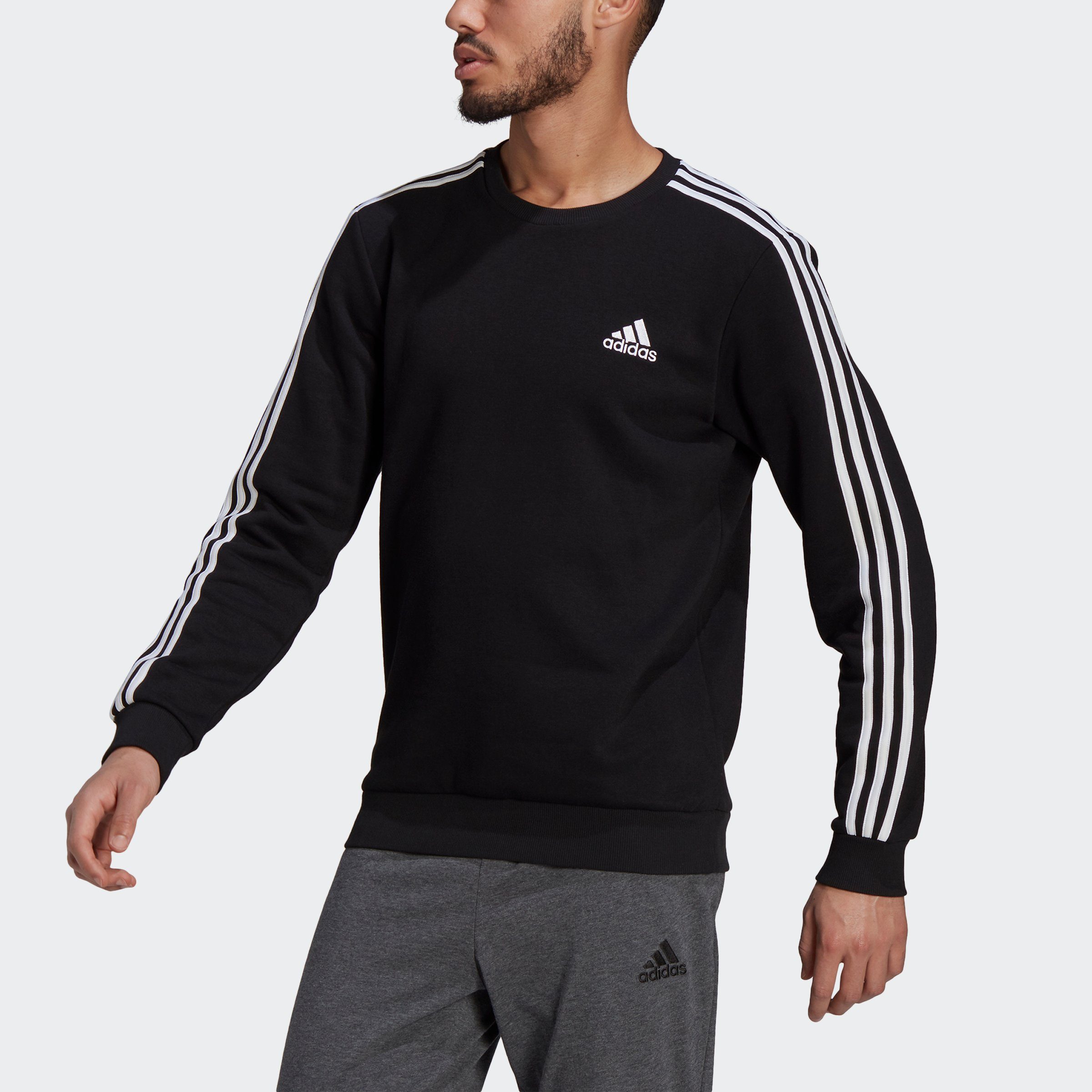 ESSENTIALS adidas FLEECE Sportswear Sweatshirt 3-STREIFEN