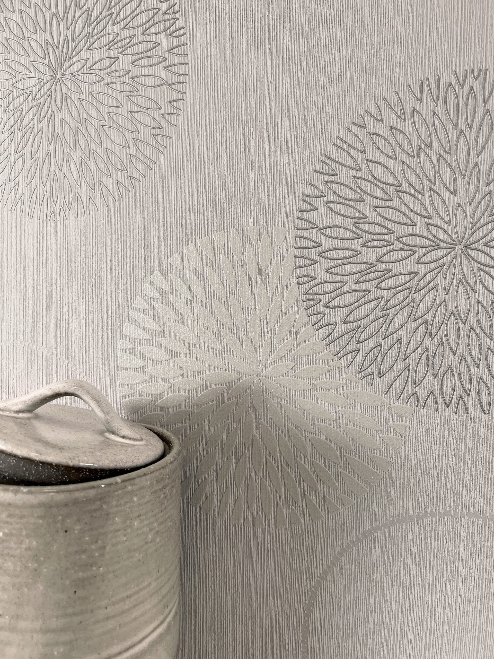 Newroom Vliestapete Prisca Tapete Mustertapete Kreise,Struktur,Leicht glänzend, Grau Tapete Modern Kreise - Mustertapete Punkte Anthrazit Silber Grafisch Retro Struktur Leicht glänzend für Schlafzimmer Wohnzimmer Küche, Punkte