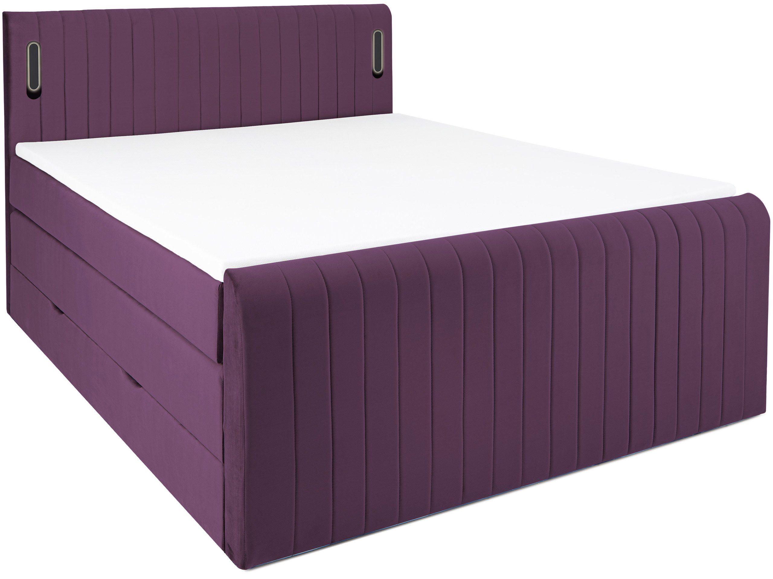 wonello Boxspringbett FLY, mit Bettkasten und LED-Beleuchtung, inklusive Premium Topper