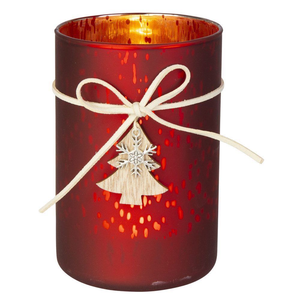 MICA Windlicht Windlicht mit Schleife - rot - ca. 8 x 12 cm günstig online kaufen