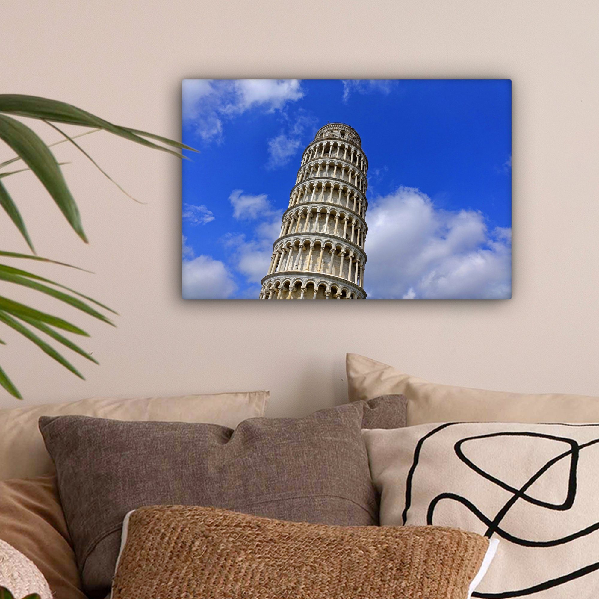 cm von Pisa Aufhängefertig, Leinwandbilder, Turm - St), OneMillionCanvasses® - Wandbild (1 Turm, Italien Leinwandbild 30x20 Wanddeko,