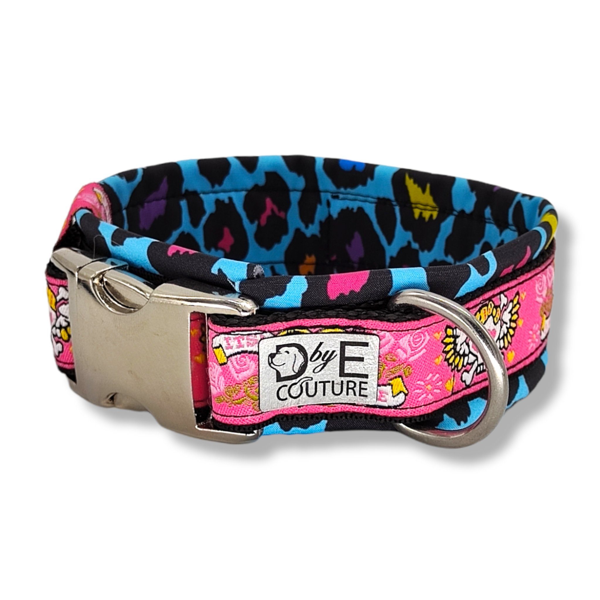 D by E Couture Hunde-Halsband "Sweet Crazy Life III", gepolstert, verstellbar, 30mm breit, Handmade