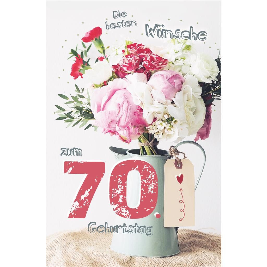 Skorpion Grußkarten 70. Geburtstag - Karte mit Umschlag - Giesskanne mit Blumen