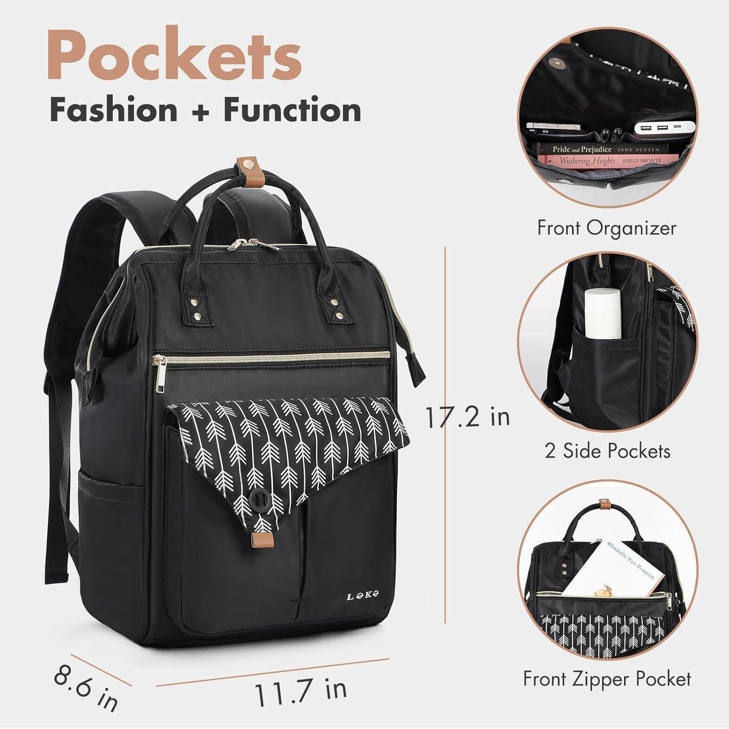 LuxusKollektion Laptoprucksack Rucksack Laptop Damen Wasserdicht Daypack 17.3 Zoll Schwarz Pfeil