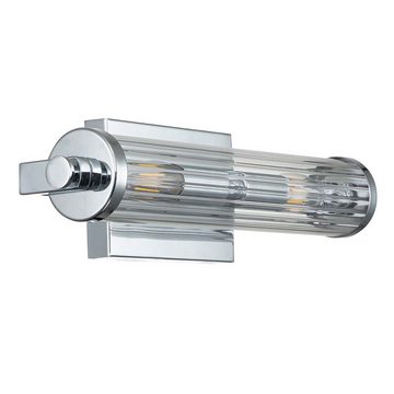 etc-shop Wandleuchte, Wandlampe Wandleuchte Badezimmerlampe chrom Feuchtraum Glas IP44 H