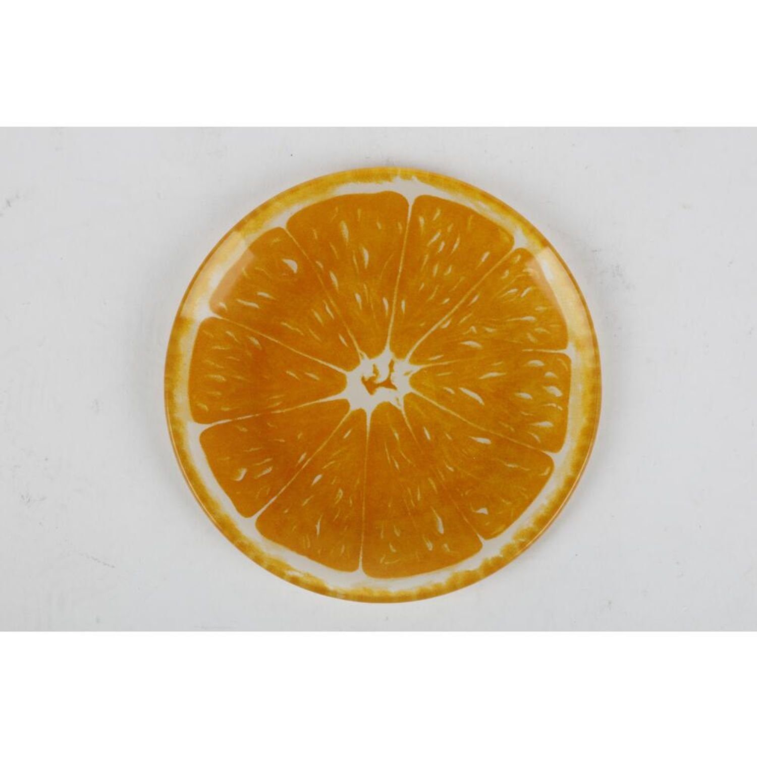 BURI Teller 12x Glasteller Orange Melone Servierplatte Schüssel Obst Untersetzer D