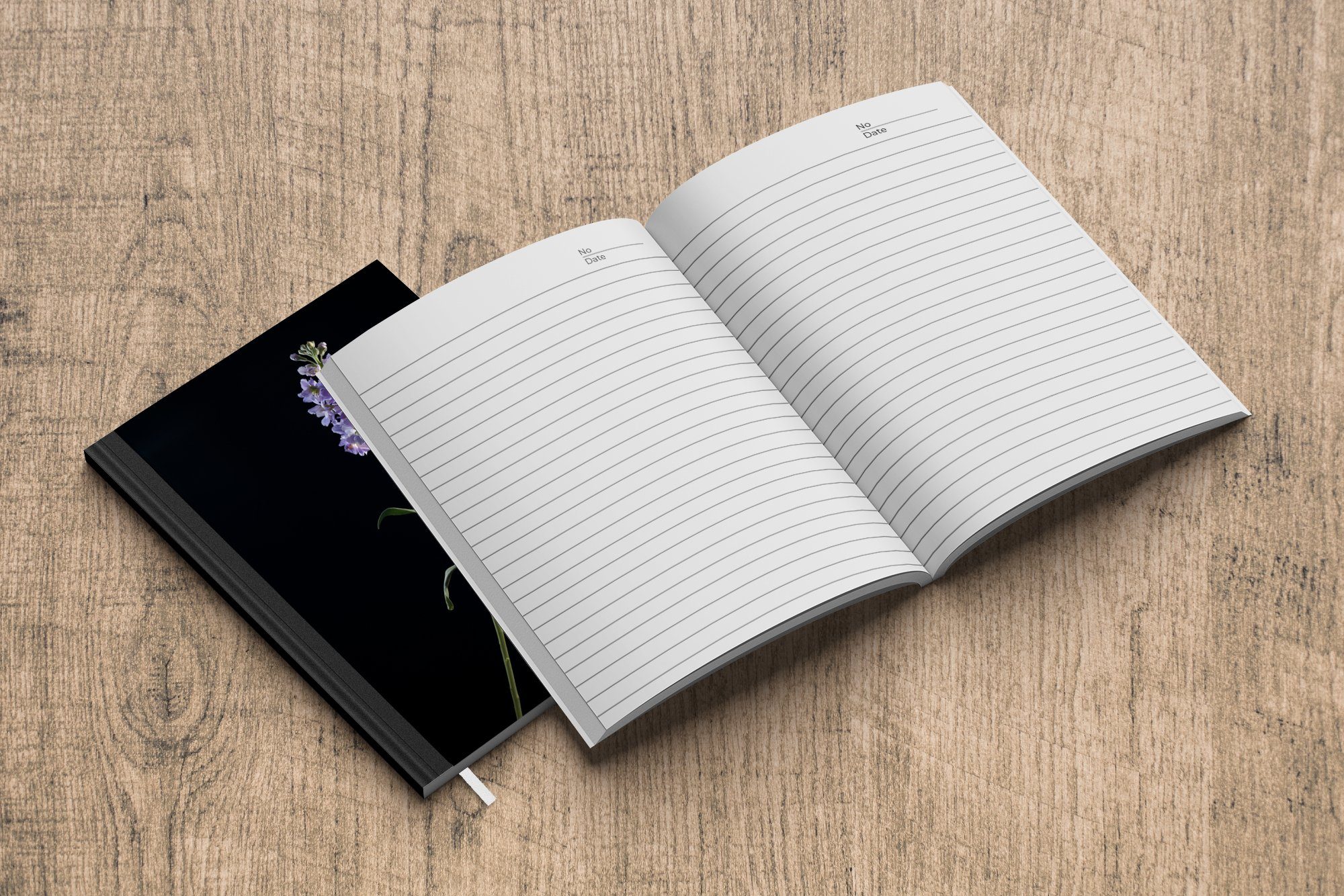 MuchoWow Notizbuch A5, Ein Seiten, Haushaltsbuch Tagebuch, Hintergrund, schwarzem Notizheft, auf 98 Veilchen Merkzettel, Journal