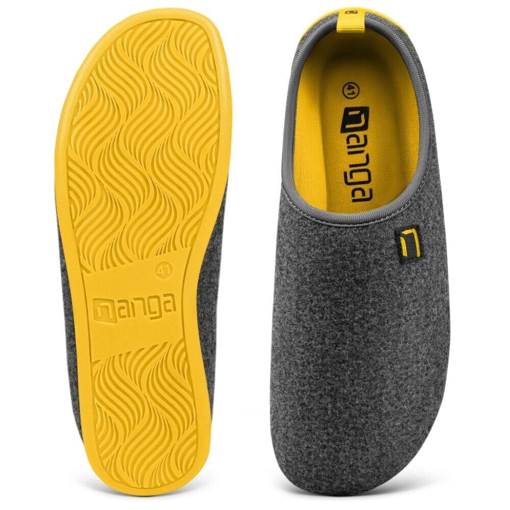 NANGA Pantoffel Wool Slipper - 100% Schurwolle - grau/gelb (Größe 43-46) Hausschuh – Bild 2 von 4