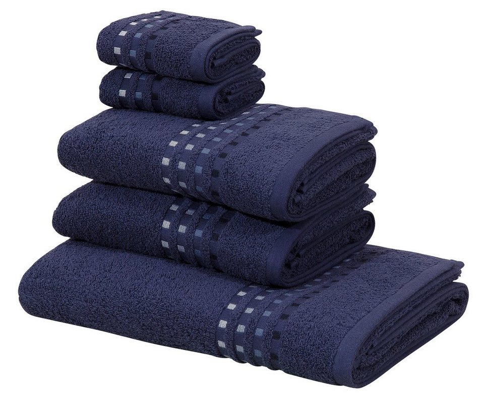 Home affaire Handtuch Set Kelly, Walkfrottee, (Set, 5-tlg), mit Farbverlauf  in Bordüre, Handtuchset aus 100 % Baumwolle
