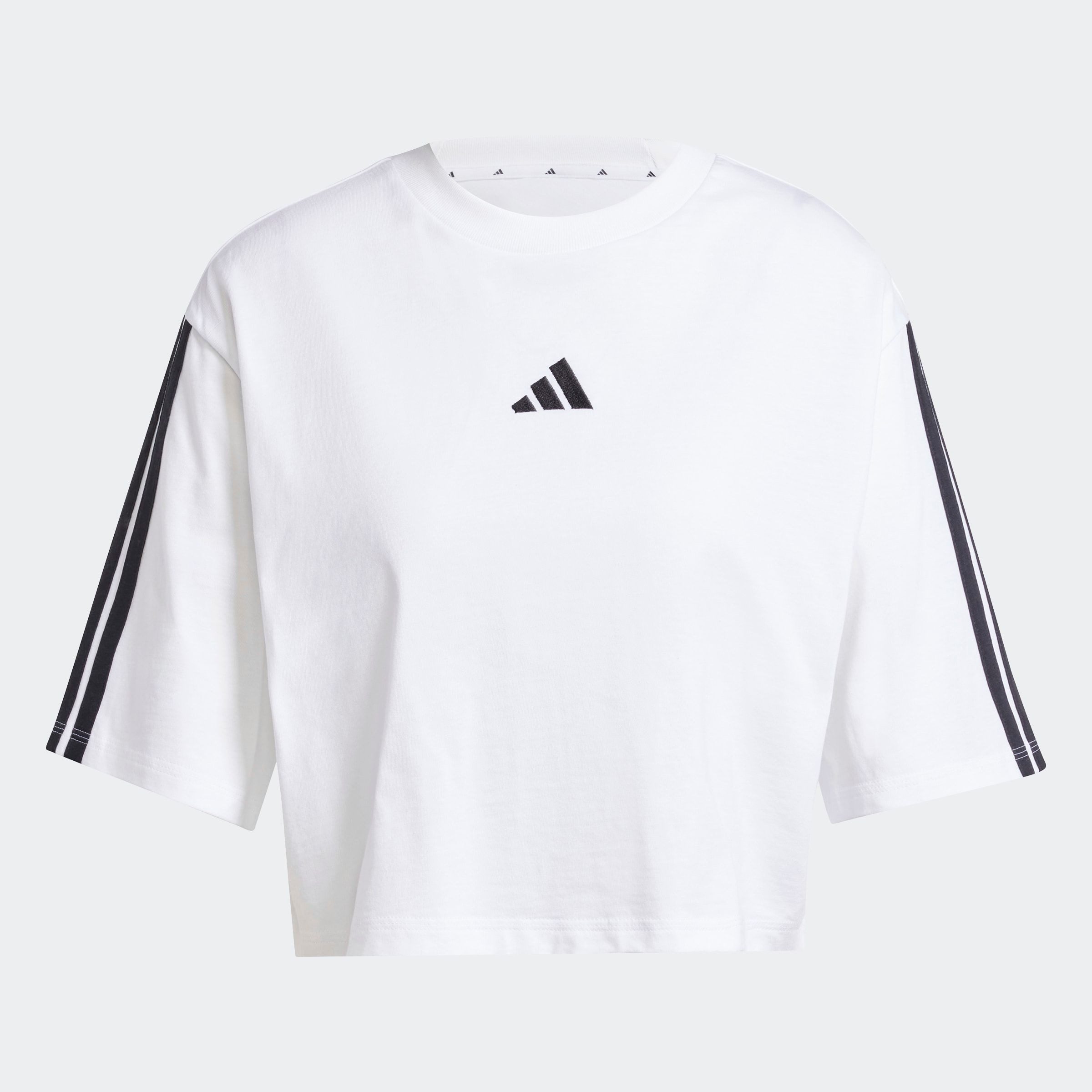 adidas Sportswear T-Shirt ESSENTIALS 3-STREIFEN COTTON LOOSE mit Rundhalsausschnitt, bauchfreie Schnittform, ohne Verschluss