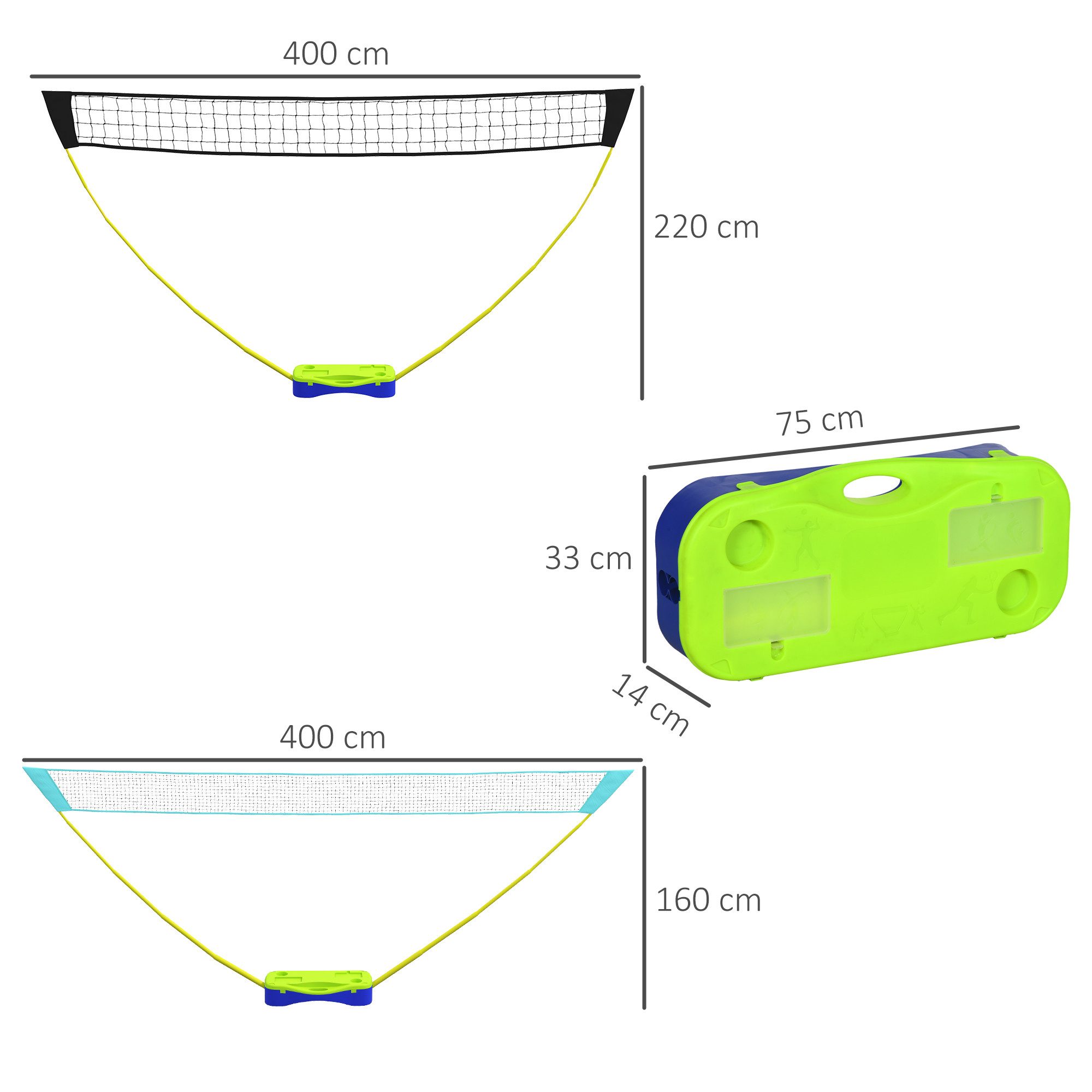 SPORTNOW Badmintonnetz Badminton-Set mit Netz, Volleyballnetz mit Ständer (Tennisnetz, 1-St., Federballnetz), für Indoor, Outdoor