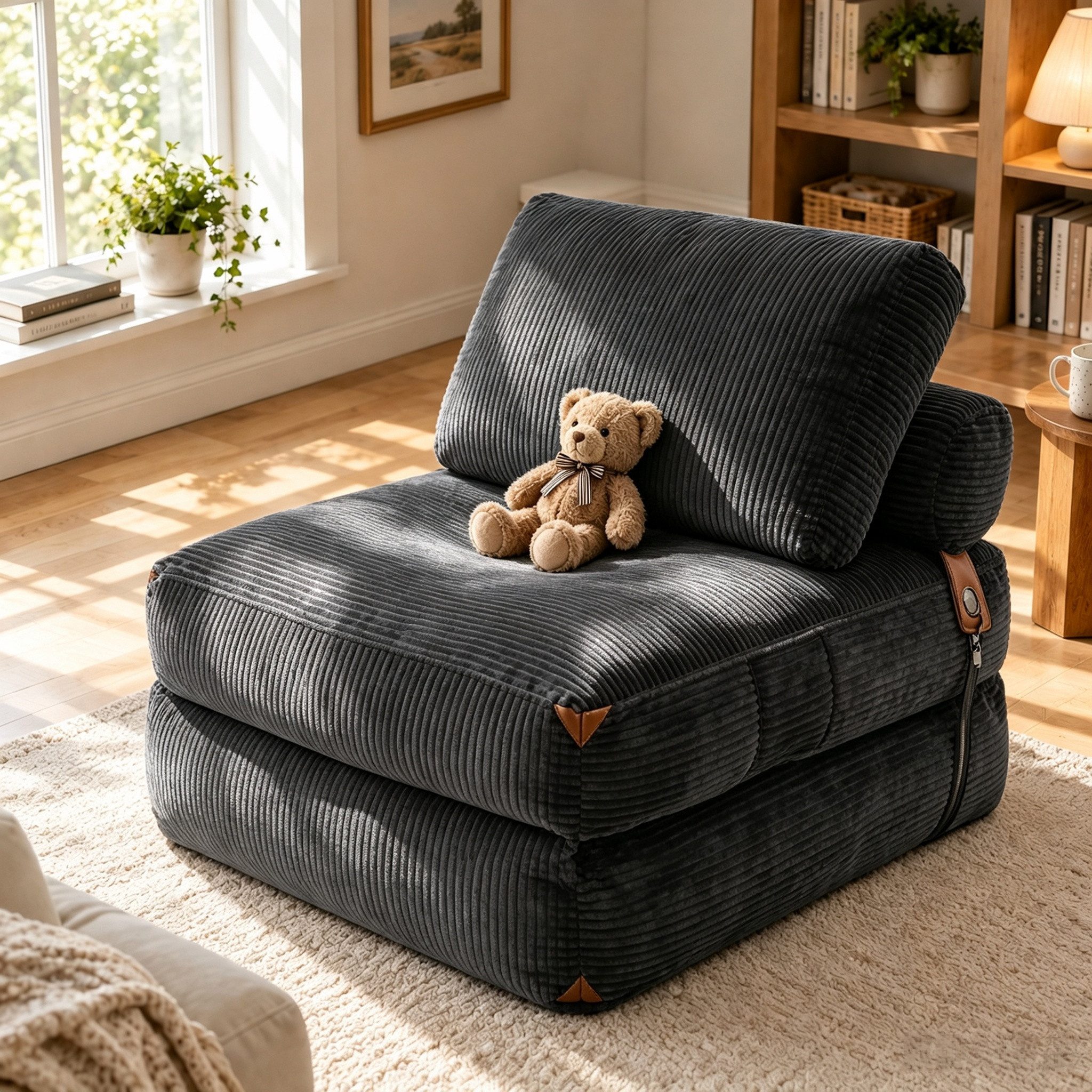 VUZINIC Schlafsofa 2-in-1 faltbarer Sessel-Sofa, ergonomischer Halt, 1 Teile, vakuumverpackt, montagefrei, weich, Wohnung & Büro – Bild 3 von 5