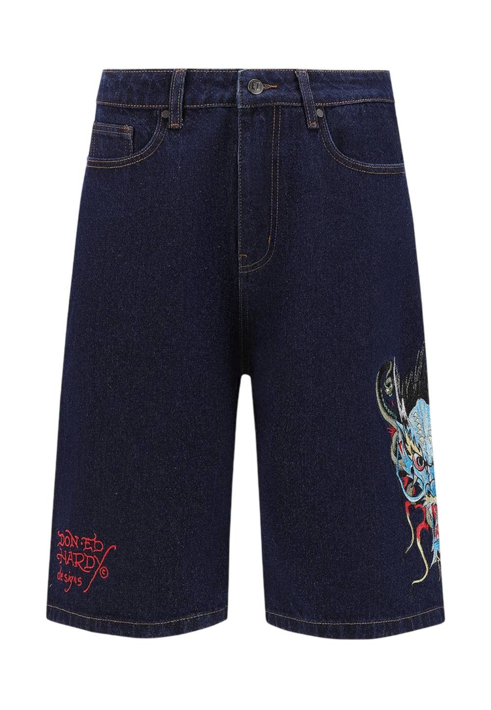 Ed Hardy Jeansshorts Short Jeans Ed Hardy Medusa Drag blue rinse