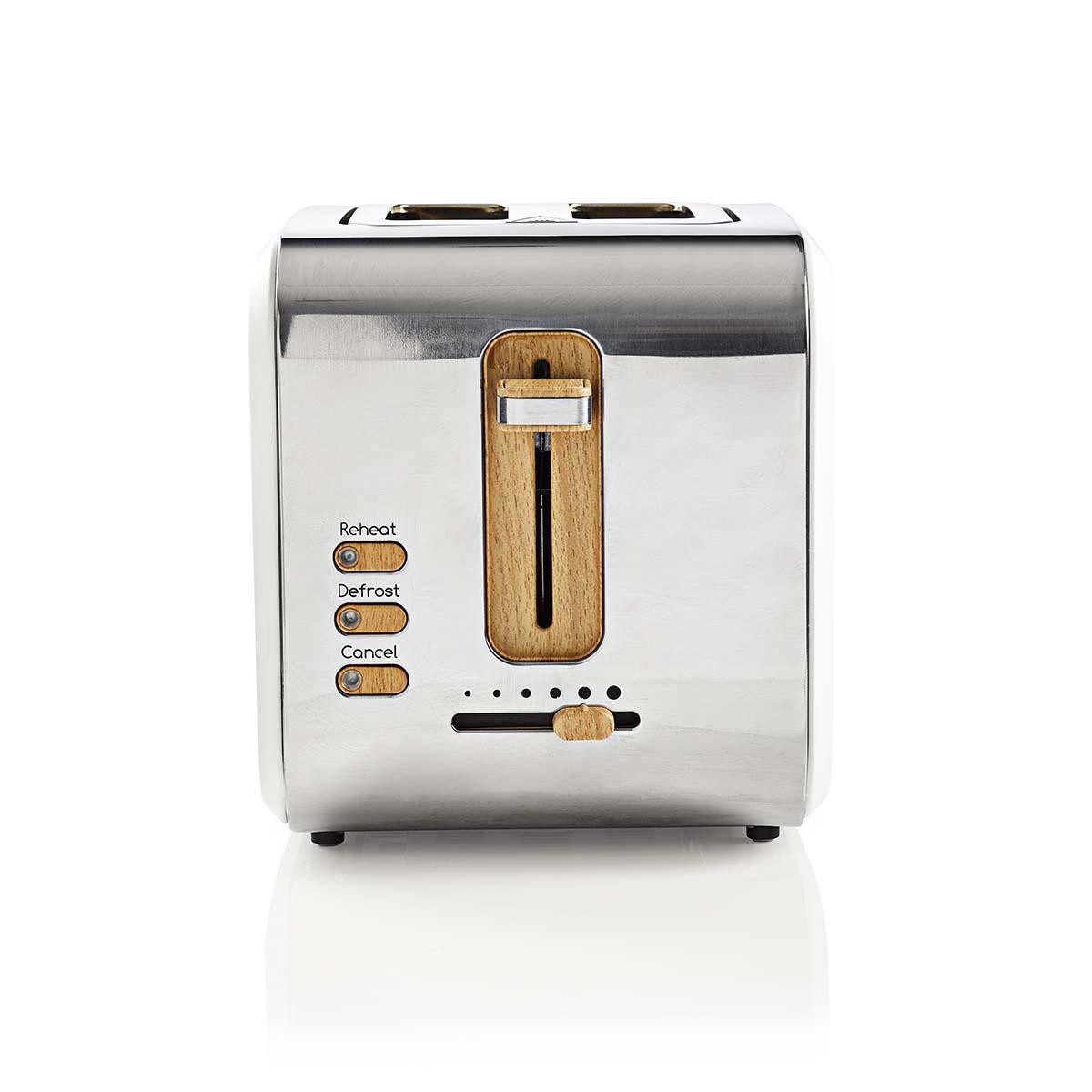 Nedis Toaster KABT510EWT, freistehend, für Beton, Fliesen, Mauerwerk, Mörtel, Putz, 900 W, toaster, breite schlitze, sechs stufen, auftauen, leicht reinigen